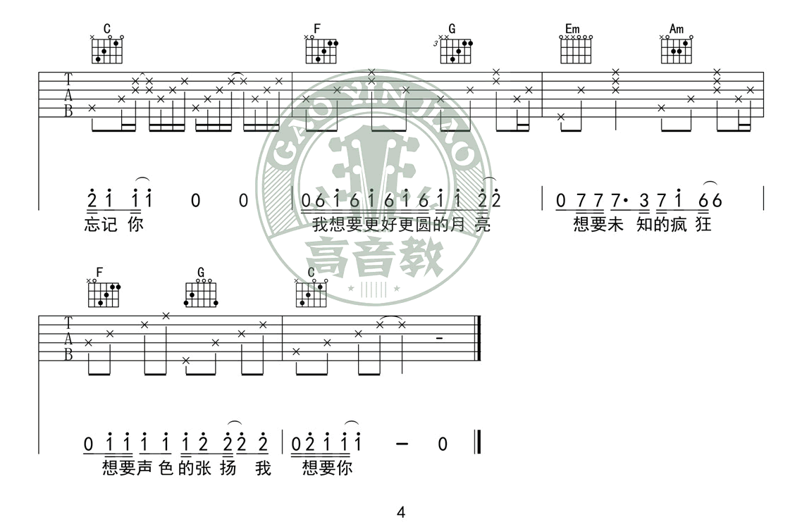 _奇妙能力歌_吉他谱_陈粒_C调原版弹唱六线谱