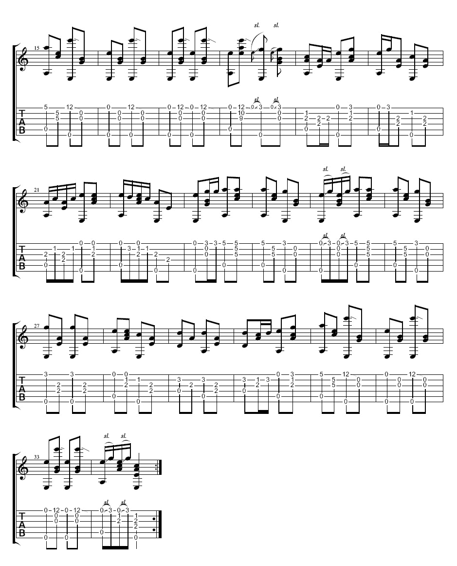 猪八戒背媳妇指弹谱__西游记_插曲_琴歌版_吉他独奏谱