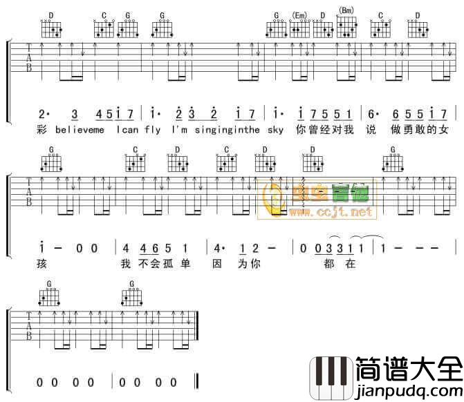 挥着翅膀的女孩吉他谱_C调_容祖儿