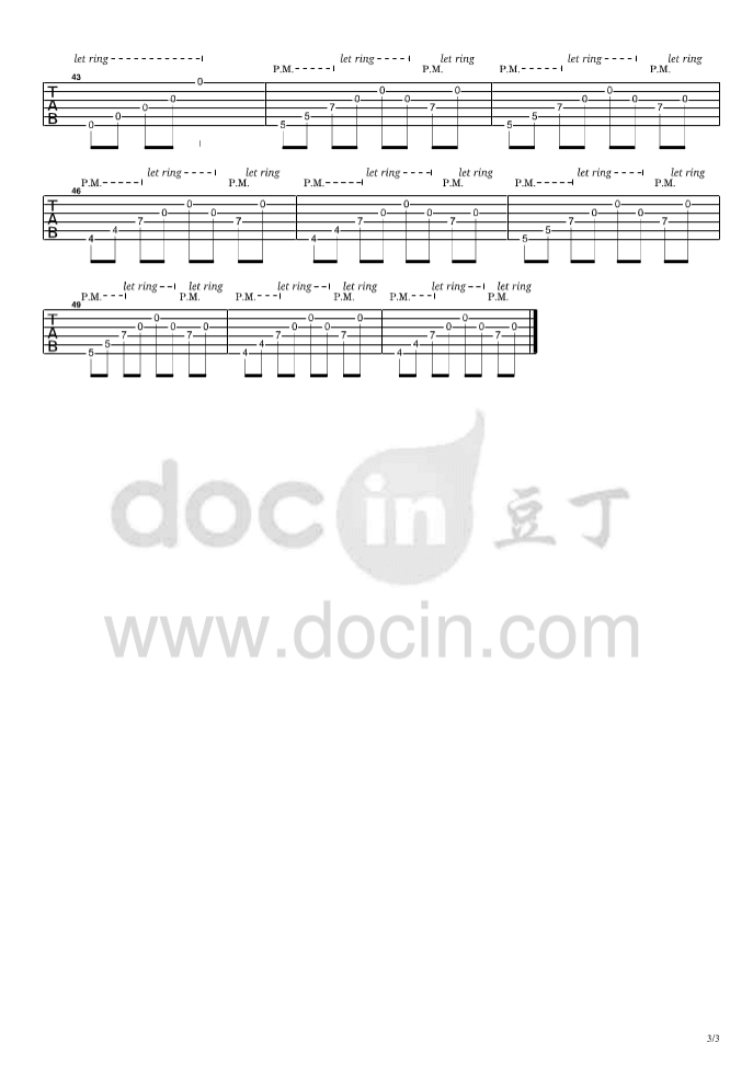七夕吉他指弹谱_D调六线谱_Gin
