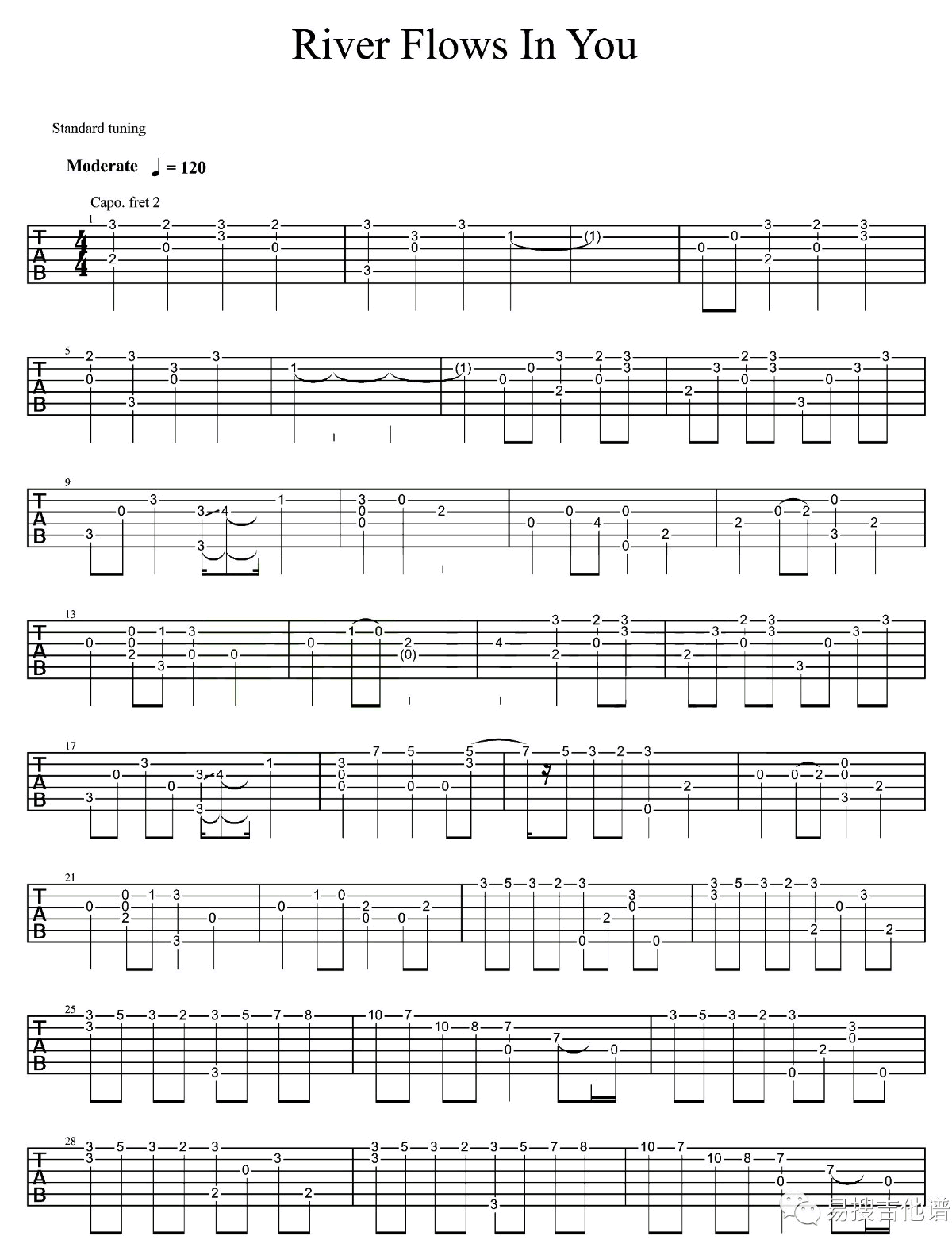 River_Flows_In_You指弹谱_郑成河_吉他独奏谱