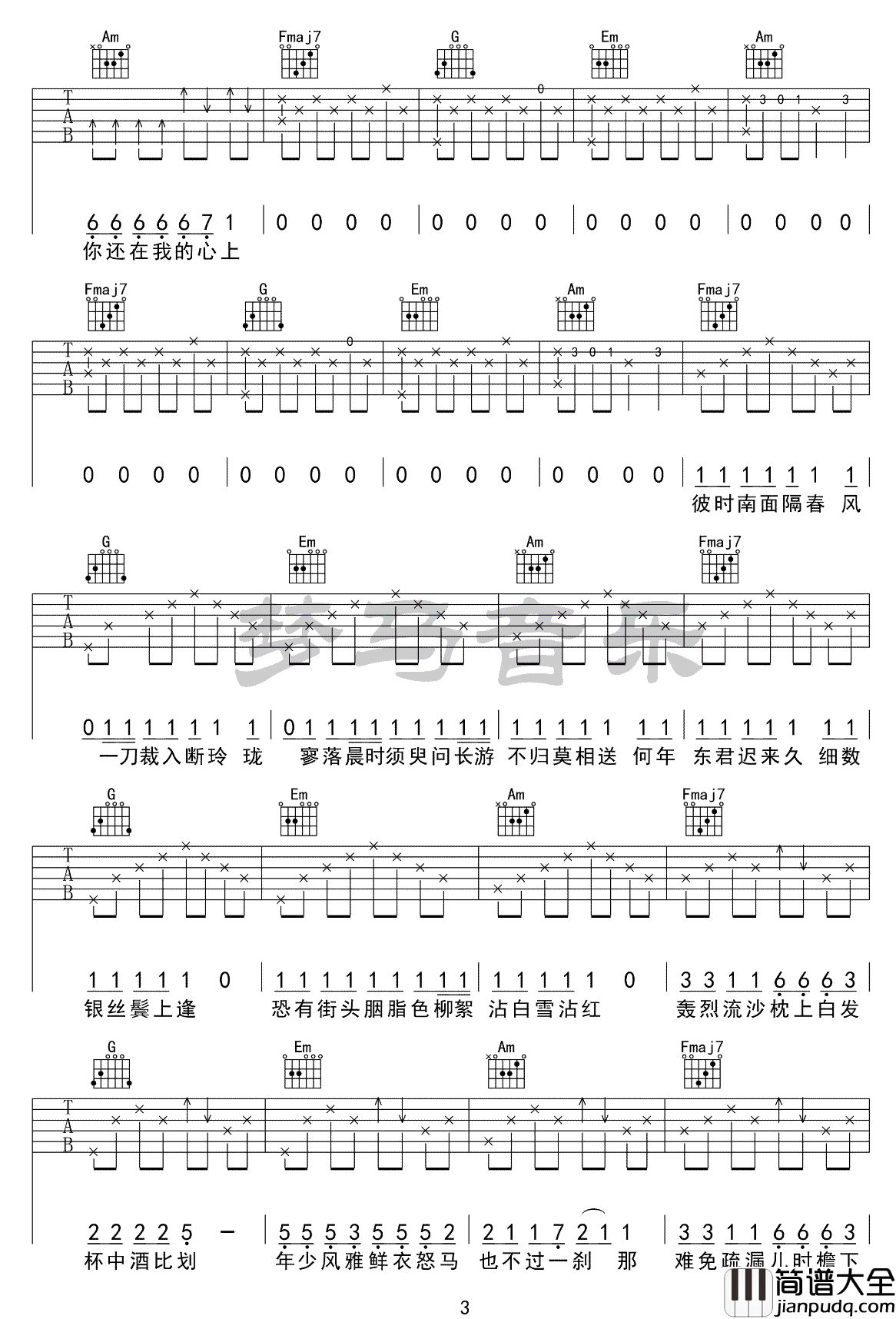 _红昭愿_吉他谱_音阙诗听_C调原版弹唱六线谱