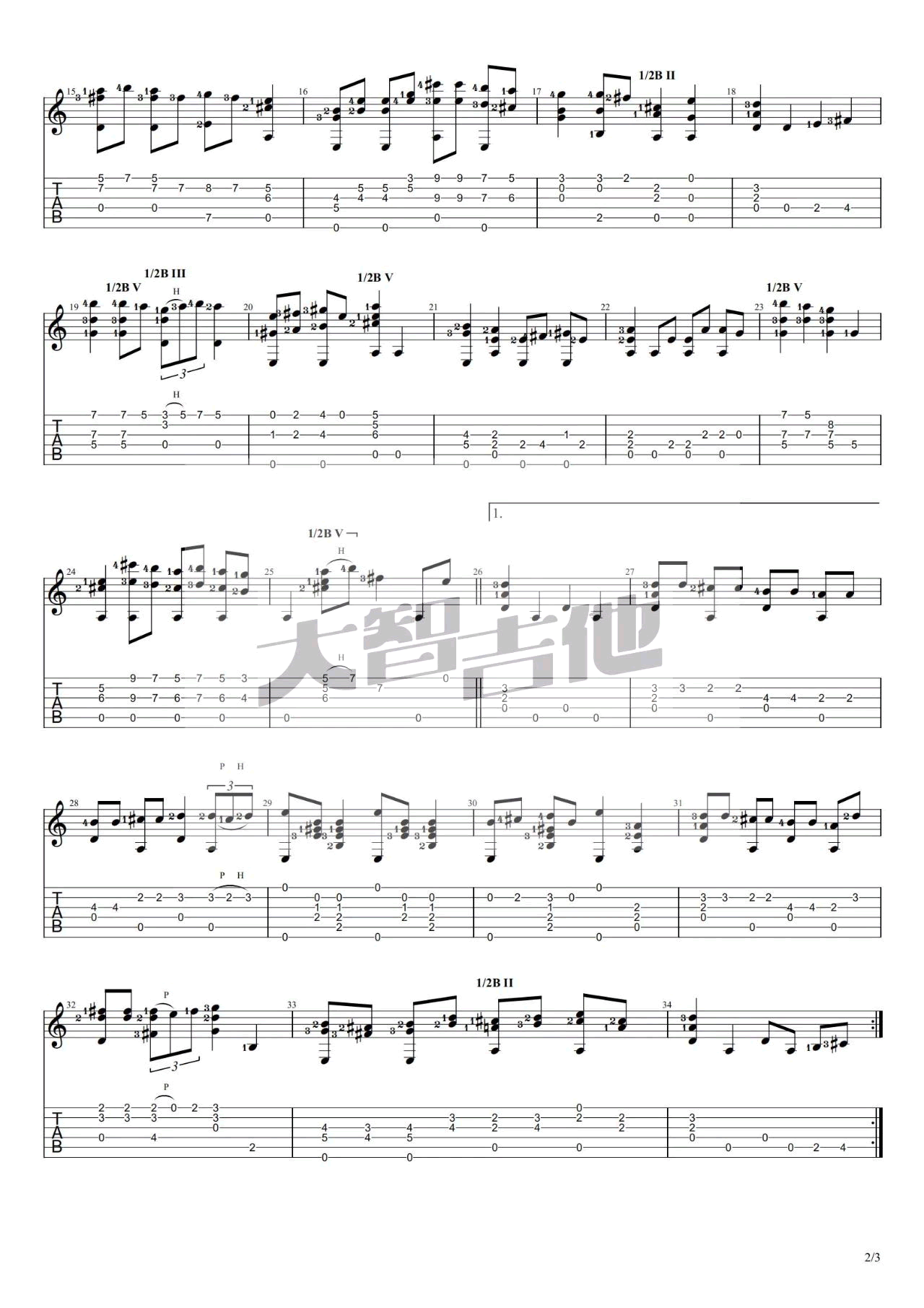 哆啦A梦指弹谱_机器猫主题曲_示范演示视频_吉他独奏谱