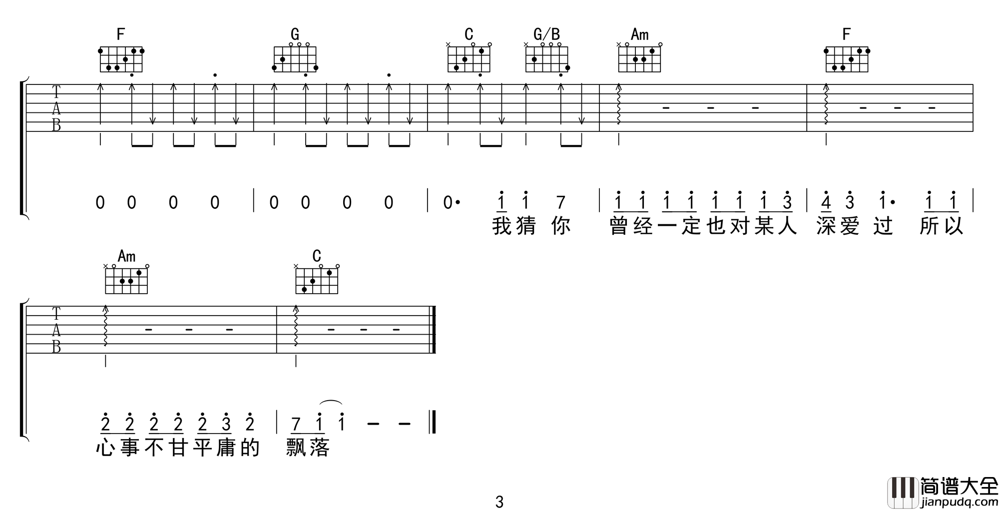 是红吉他谱_花粥__是红_C调原版弹唱六线谱