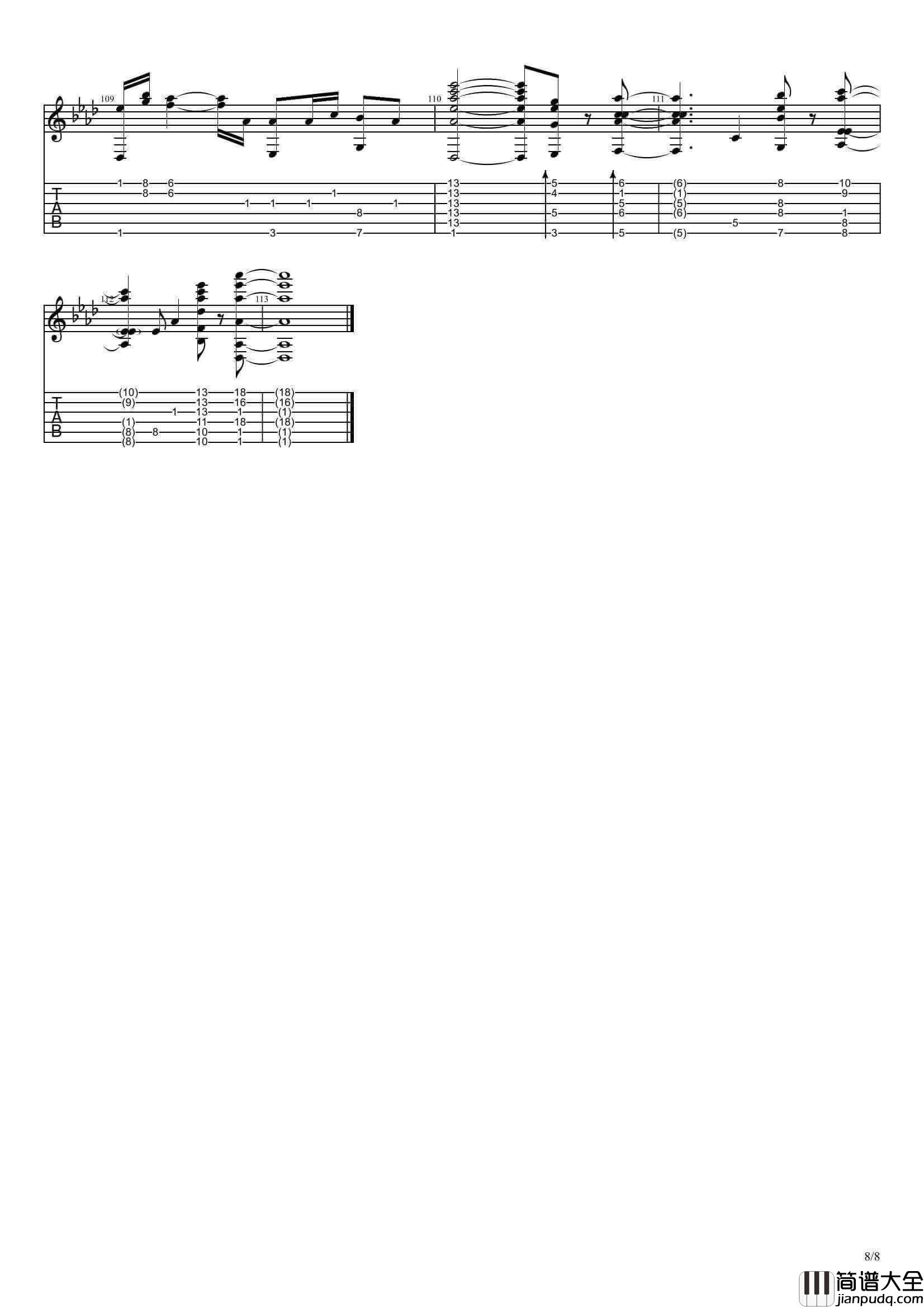 你的名字指弹谱_C调六线谱_Radwimps