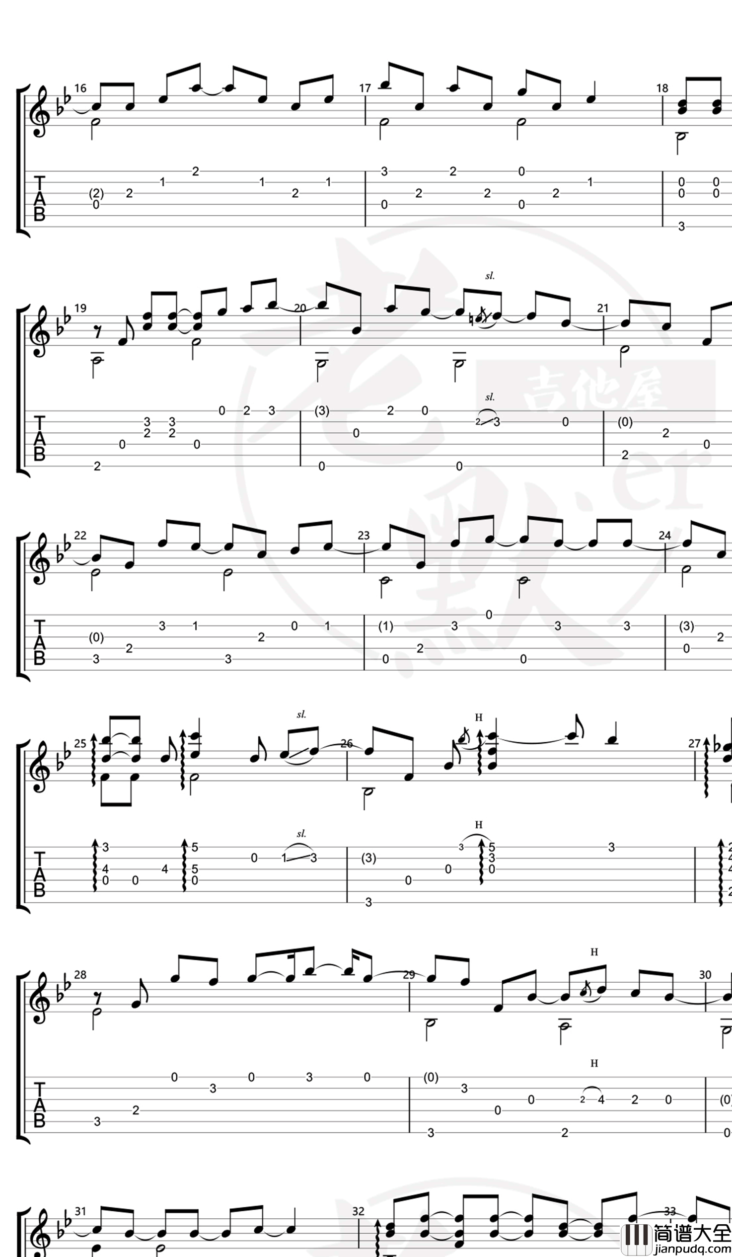 双门洞/惠化洞指弹谱_请回答1988主题曲_吉他指弹教学