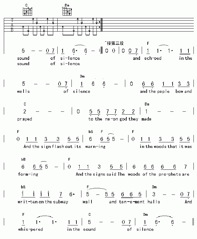 The_Sounds_Of_Silence寂静之声吉他谱