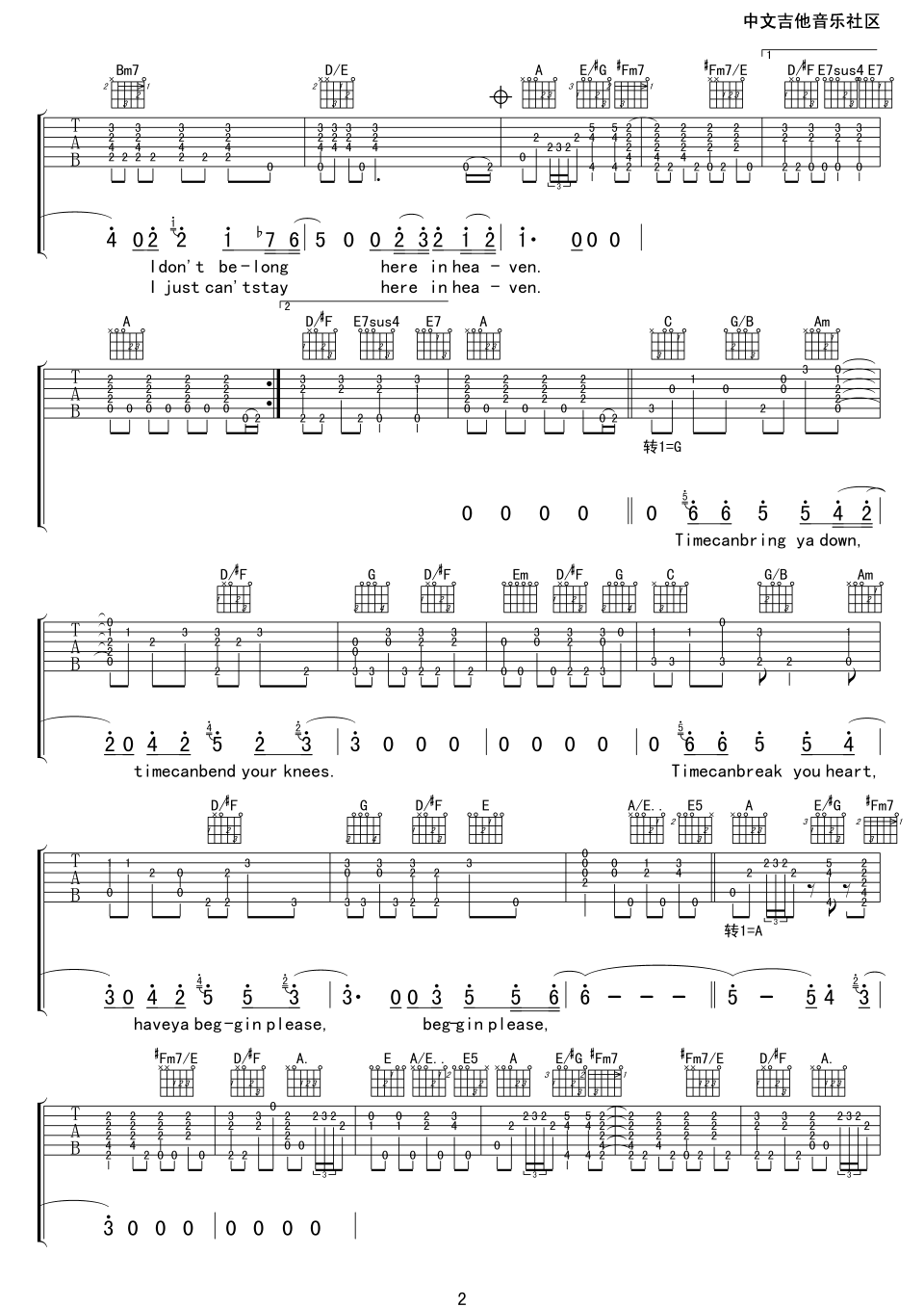 tears_in_heaven吉他谱_A调_17吉他编配_泪洒天堂