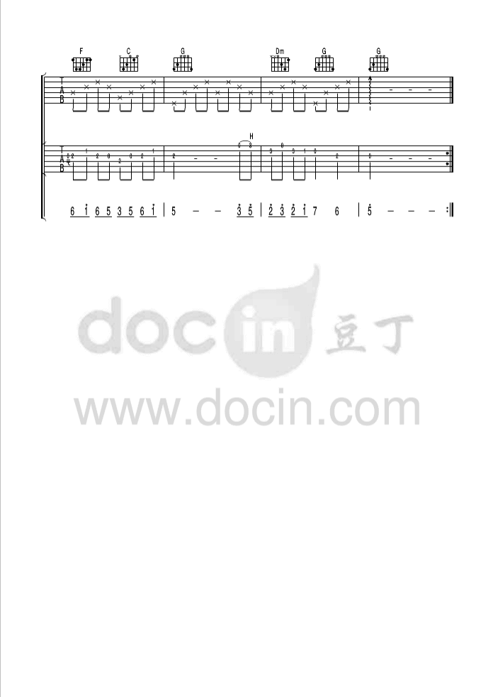 化蝶吉他谱_C调简单版_胡鸿钧