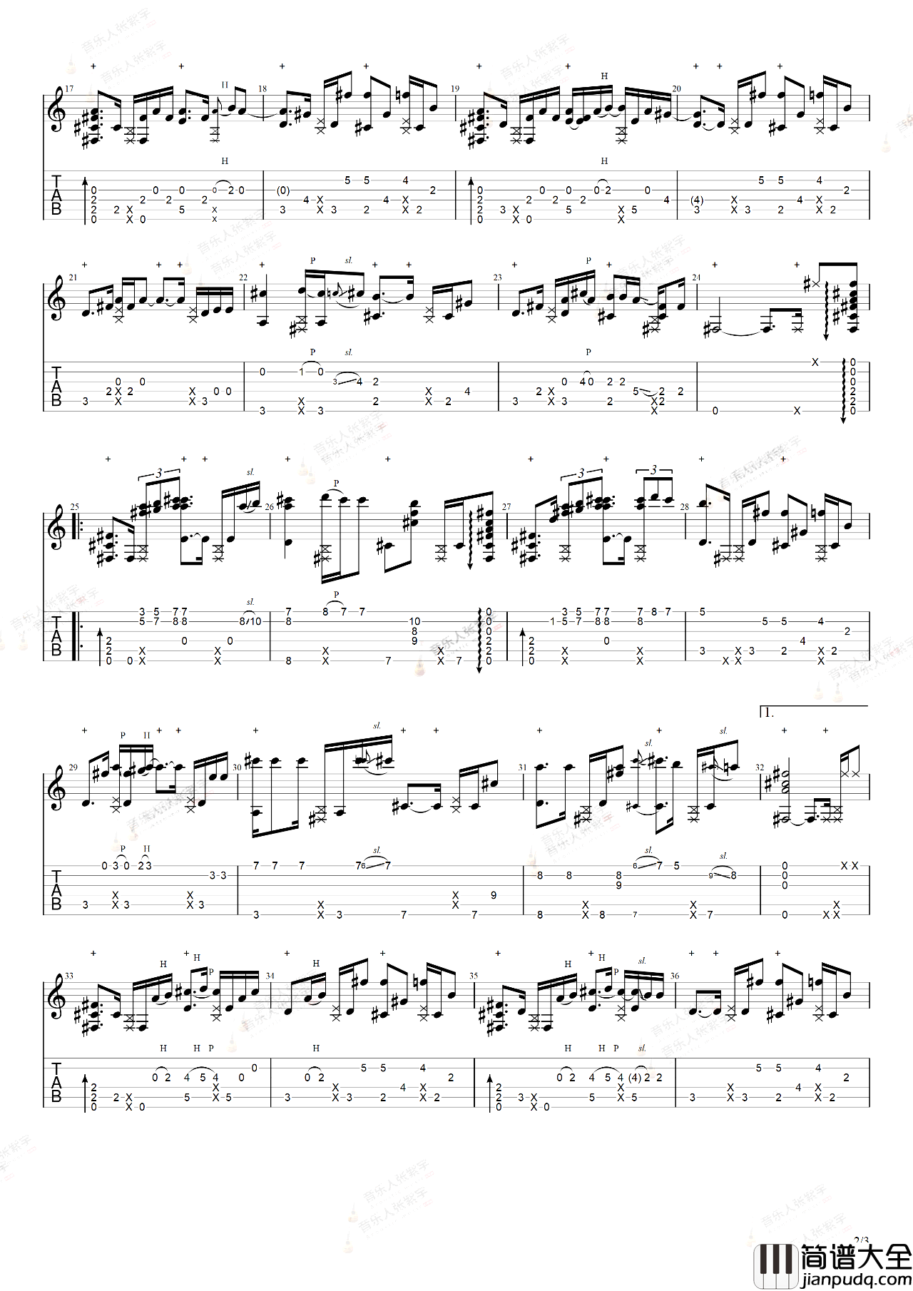 Shape_Of_My_Heart指弹谱_吉他独奏演示_指弹吉他六线谱