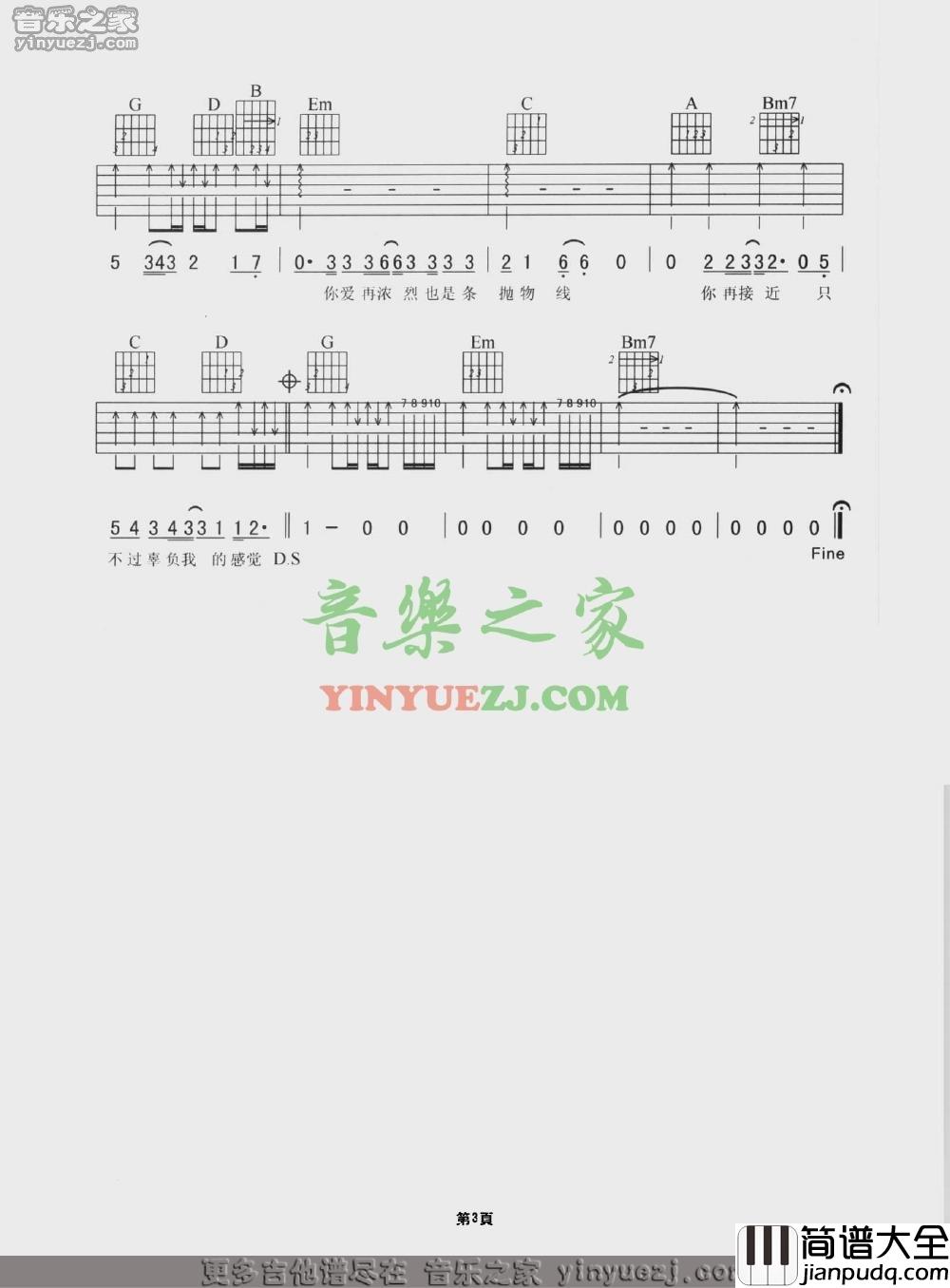 香水吉他谱_G调_音乐之家编配_谢霆锋