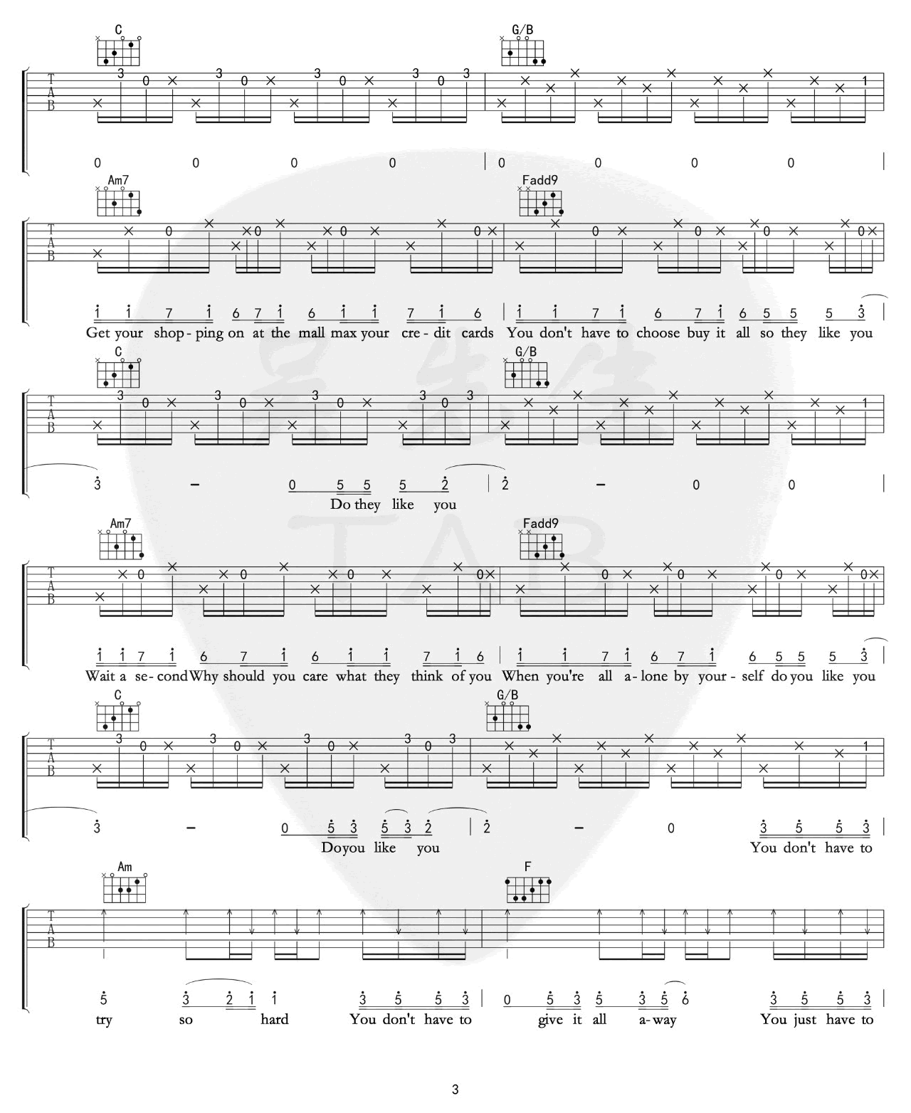 Try吉他谱_C调高清版_吴先生编配_Colbie_Caillat