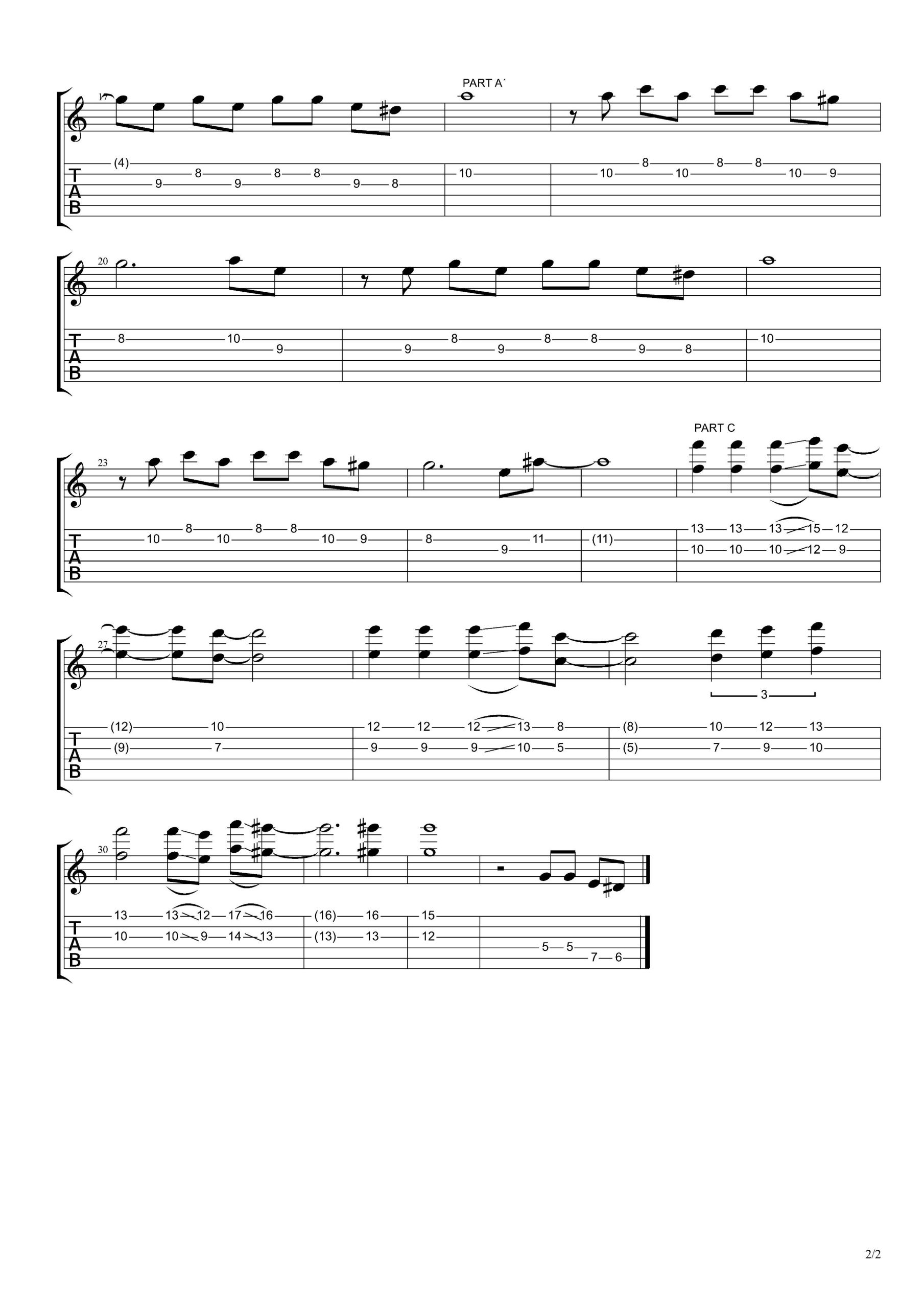 Night_swing指弹谱_吉他独奏六线谱_双吉他版图片谱