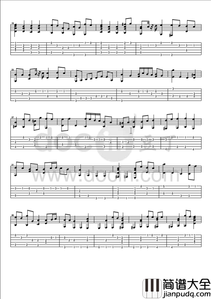 Air_On_A_G_String吉他指弹谱_六线谱_豆丁网编配_Bach