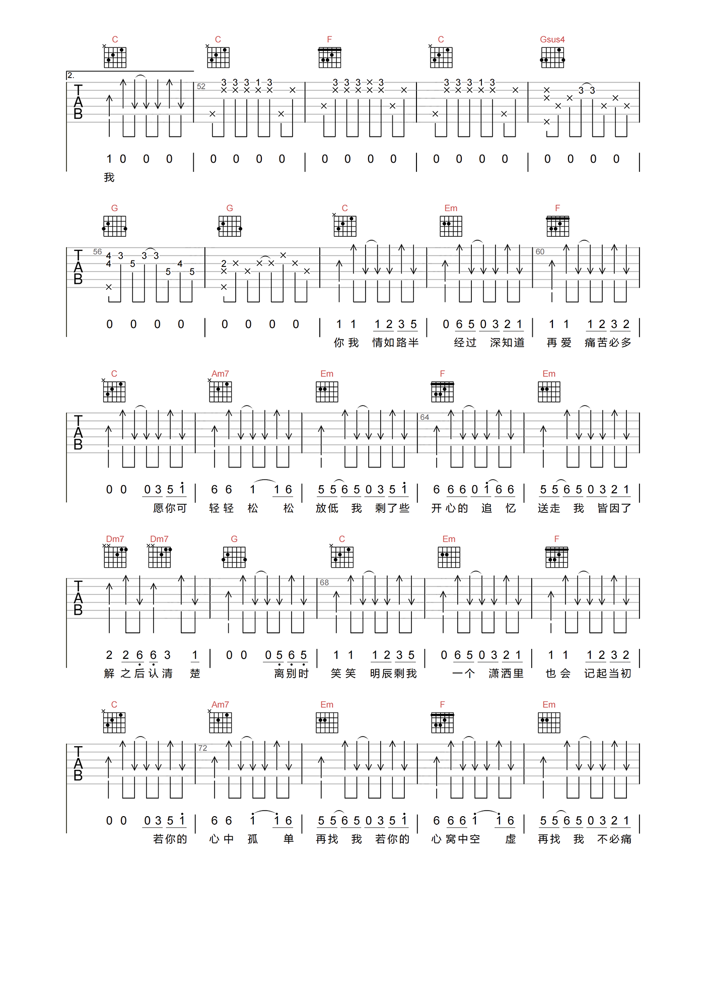 现代爱情故事吉他谱_张智霖/许秋怡_C调高清原版弹唱谱