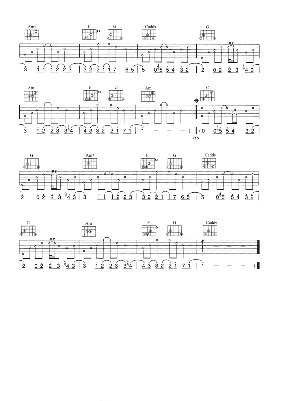 Take_Me_To_Your_Heart吉他谱_G调六线谱_简单版_Michael_Learns_To_Rock