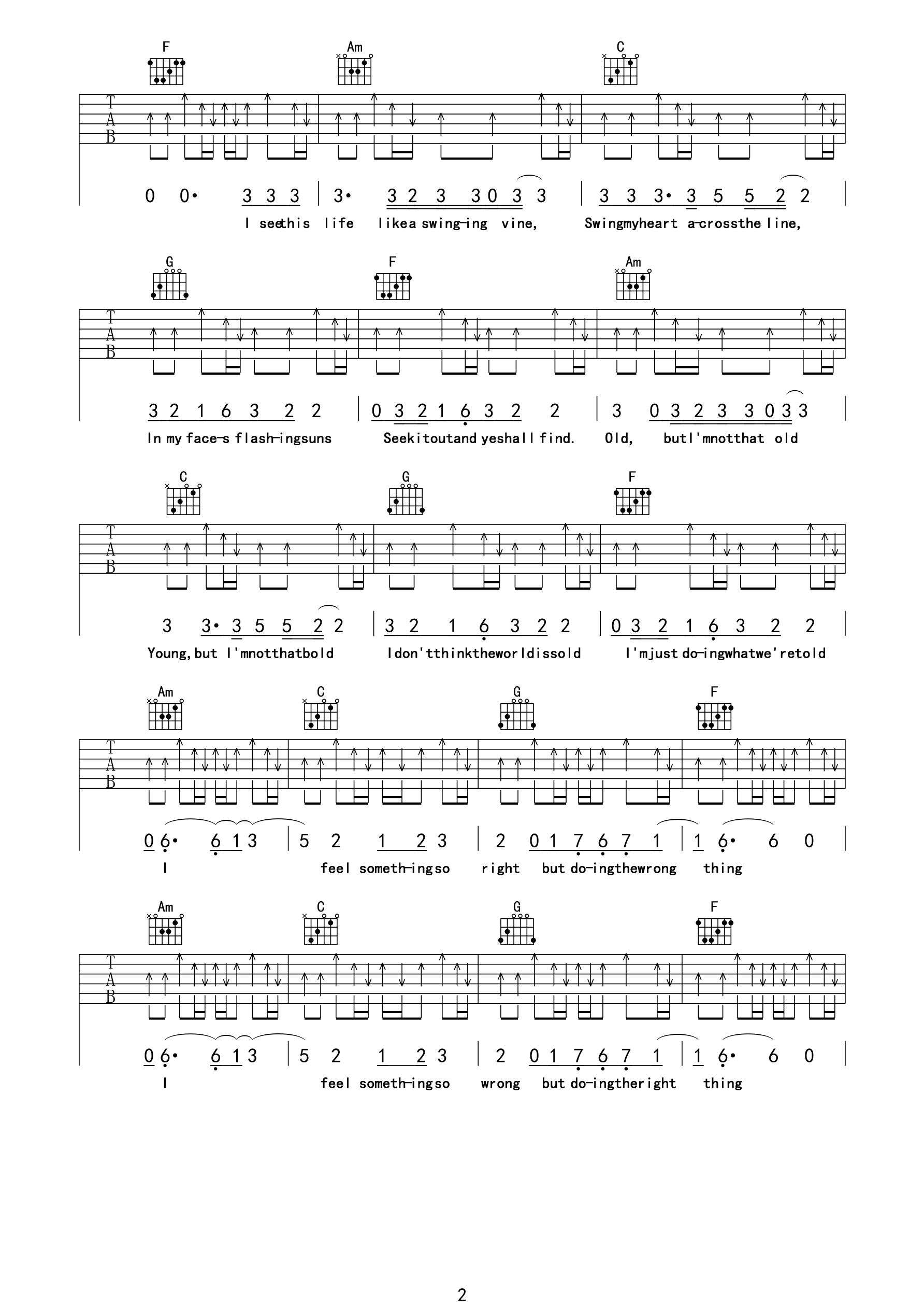 counting_stars吉他谱_OneRepublic_E调弹唱六线谱_高清图片谱