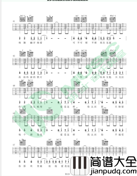 可一可再吉他谱_C调六线谱_胡sir音乐教室编配_陈奕迅