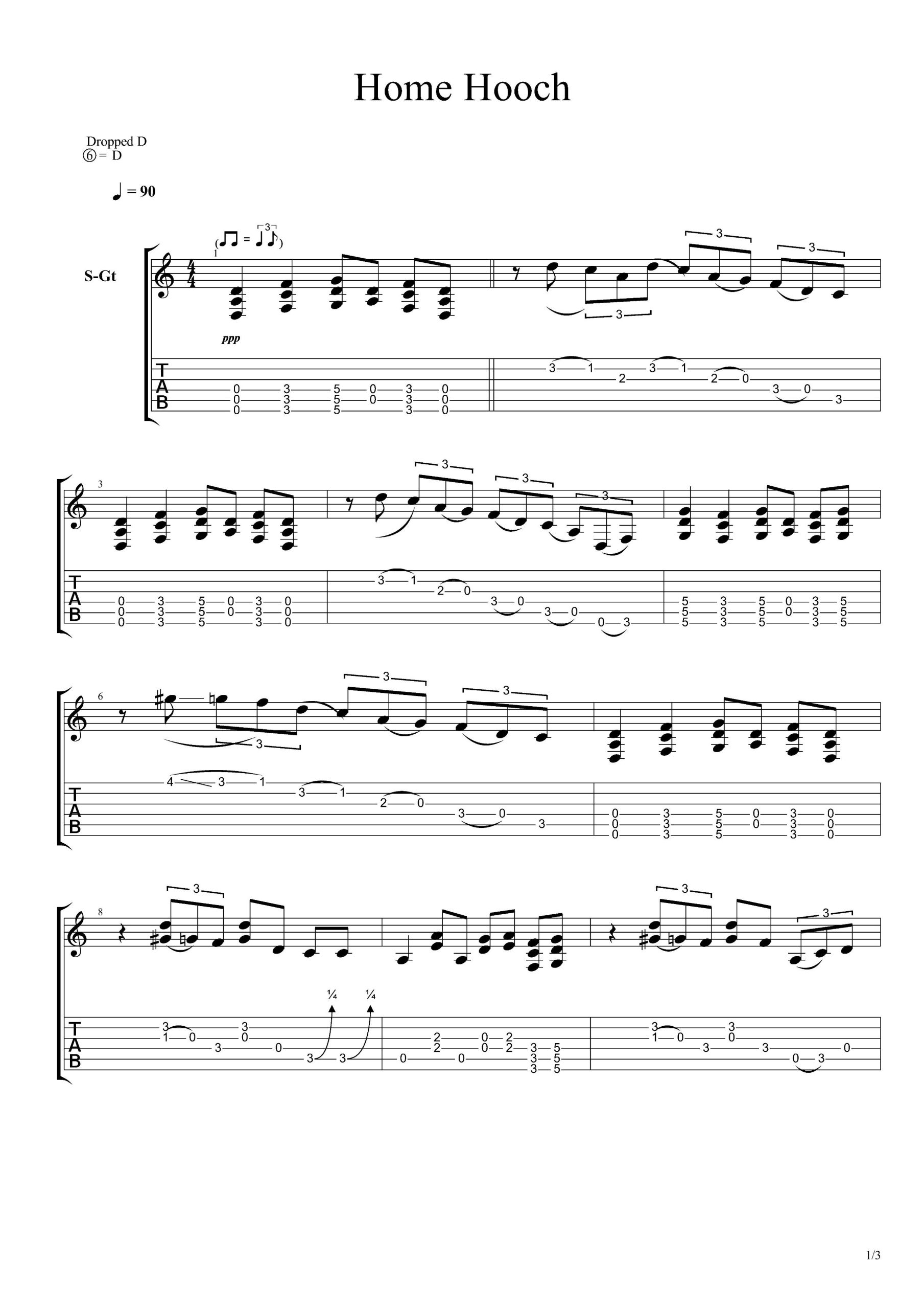 Home_Hooch指弹谱_吉他独奏六线谱_指弹练习曲