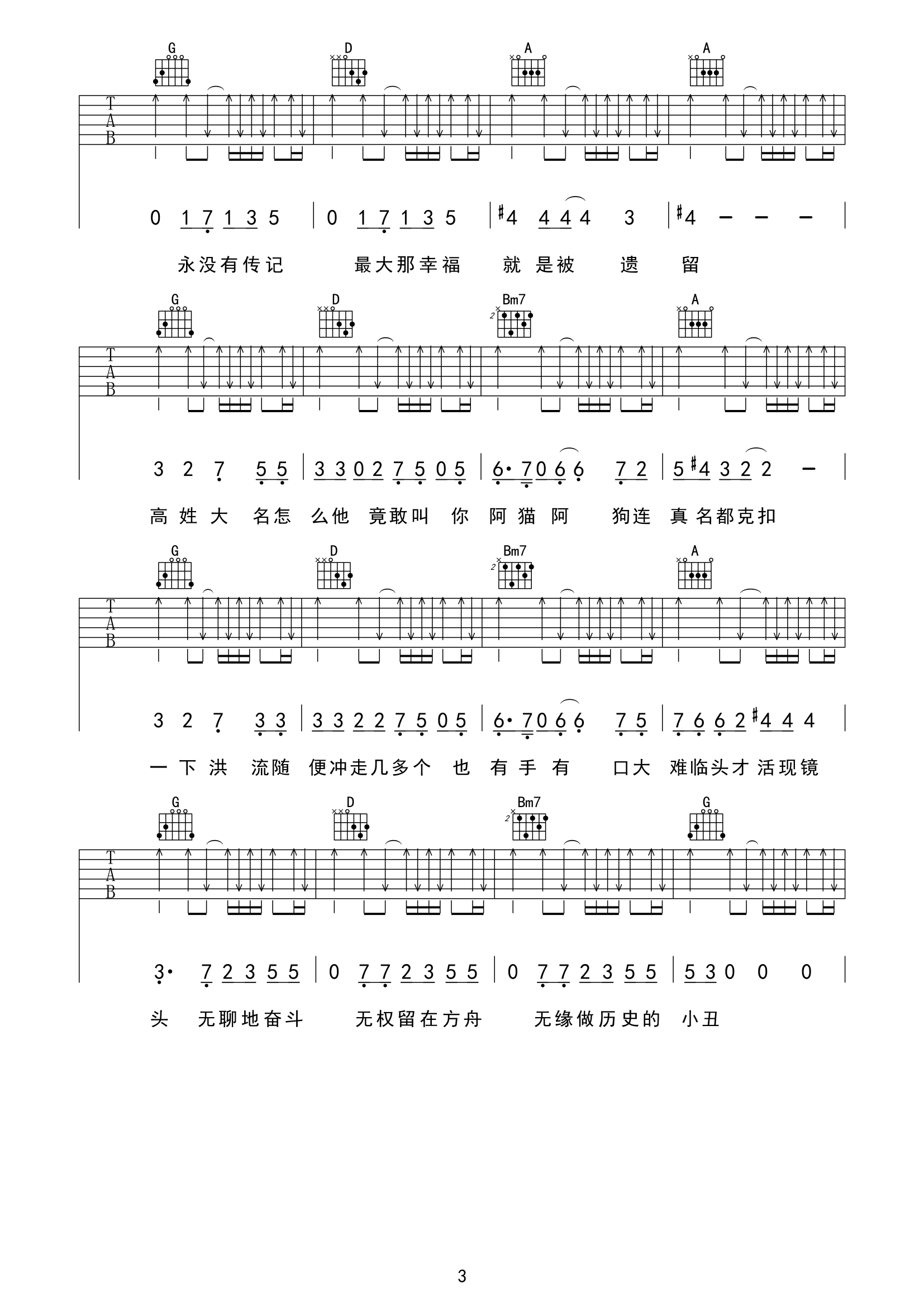 阿猫阿狗吉他谱_陈奕迅_G调原版弹唱谱_附PDF图片谱