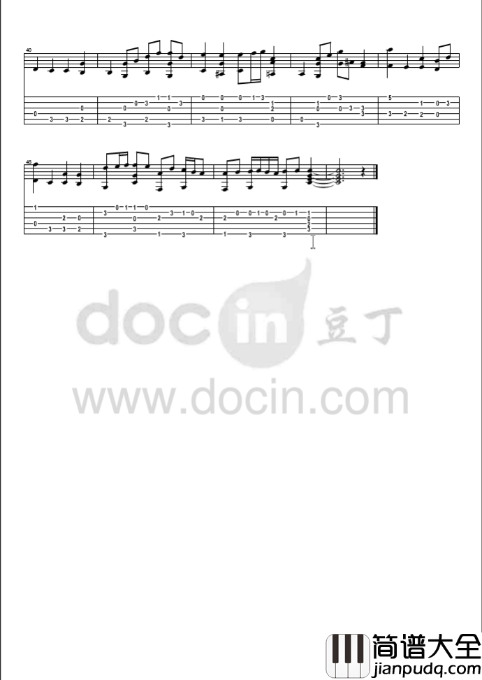 Air_On_A_G_String吉他指弹谱_六线谱_豆丁网编配_Bach
