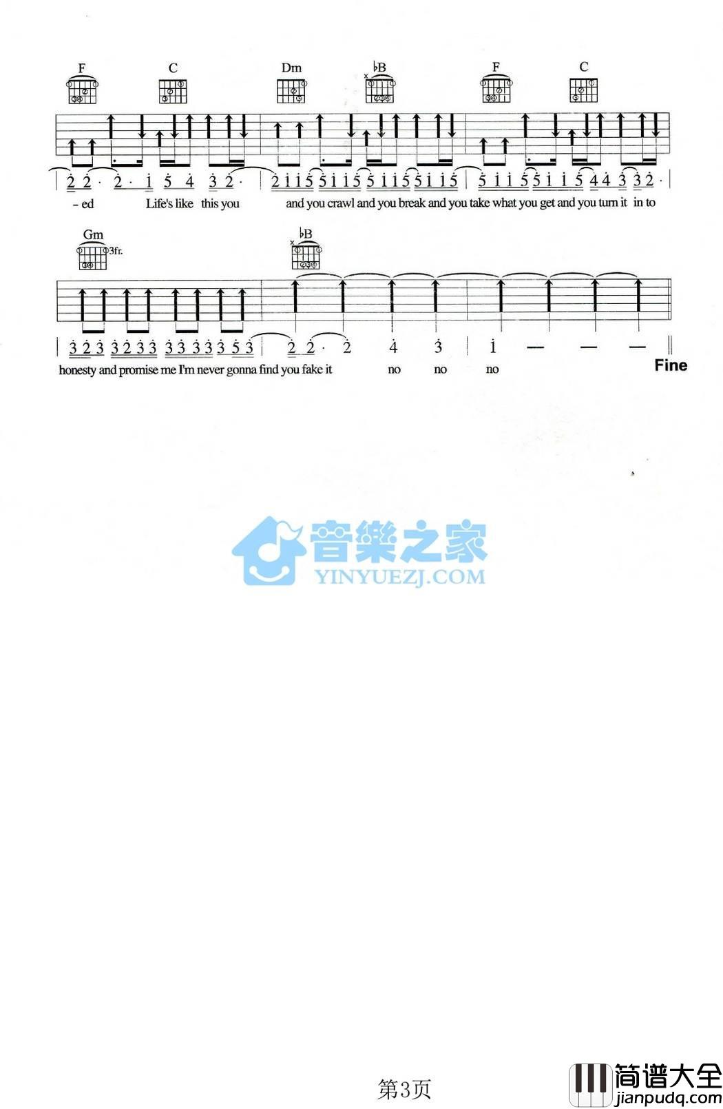complicated吉他谱_F调和弦谱_音乐之家编配_艾薇儿