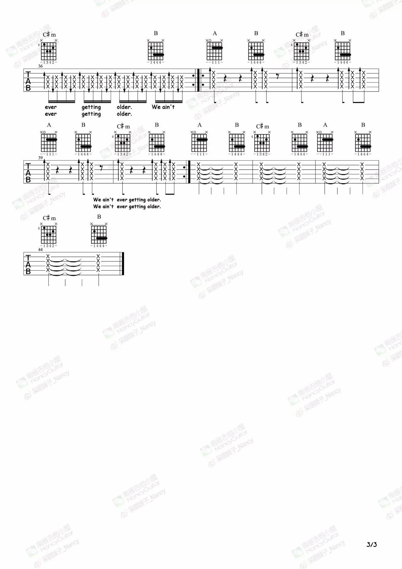 closer吉他谱_A调六线谱_简单版_The_Chainsmokers