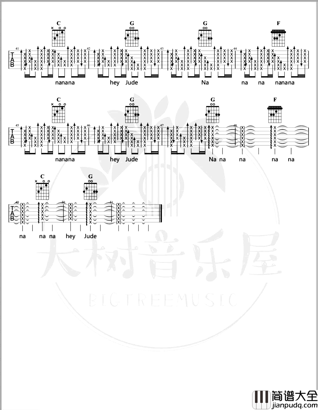 HeyJude吉他谱_G调原版_孙燕姿_吉他演示教学