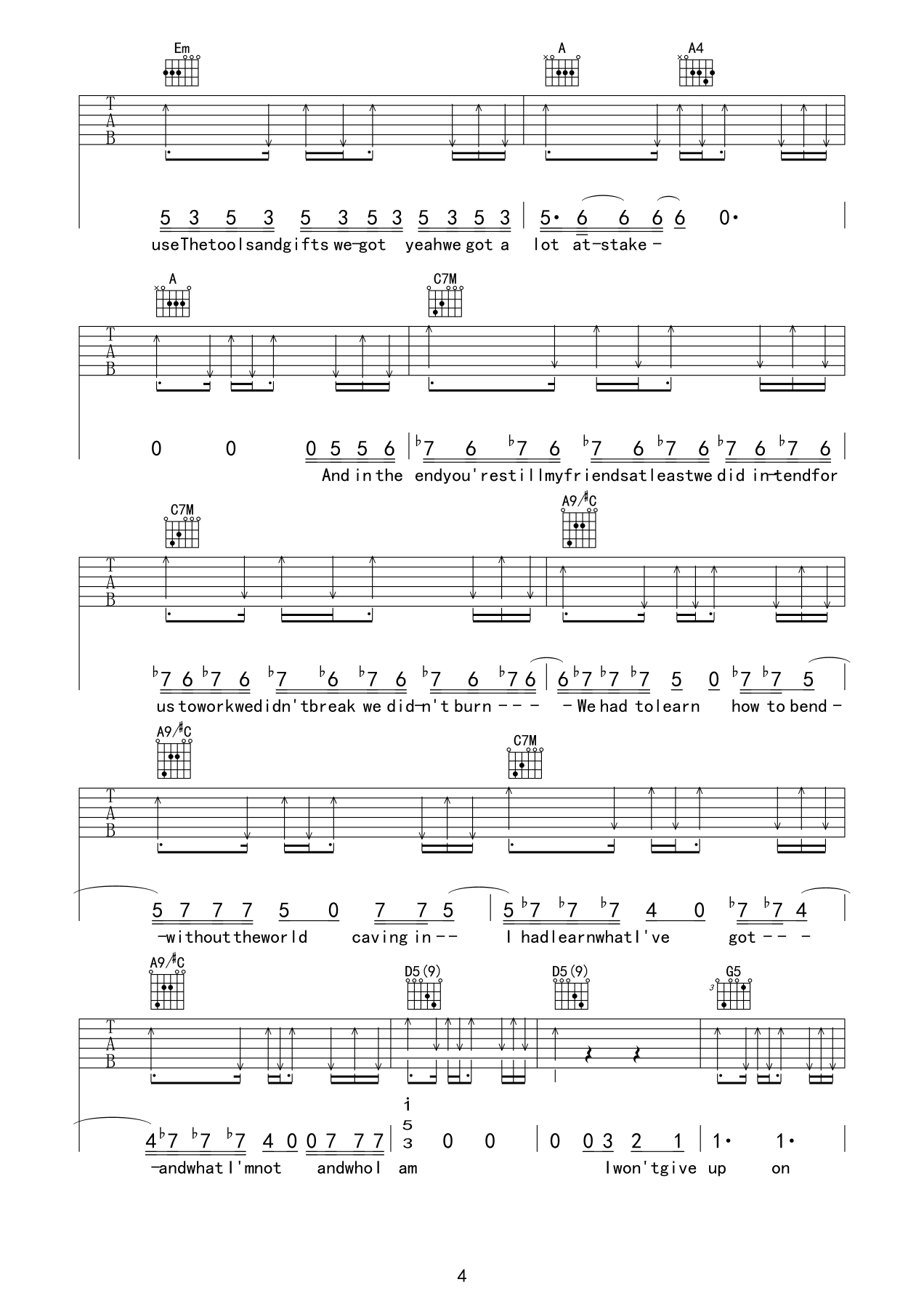 i_wont_give_up吉他谱_E调六线谱_精选版_Jason_Mraz