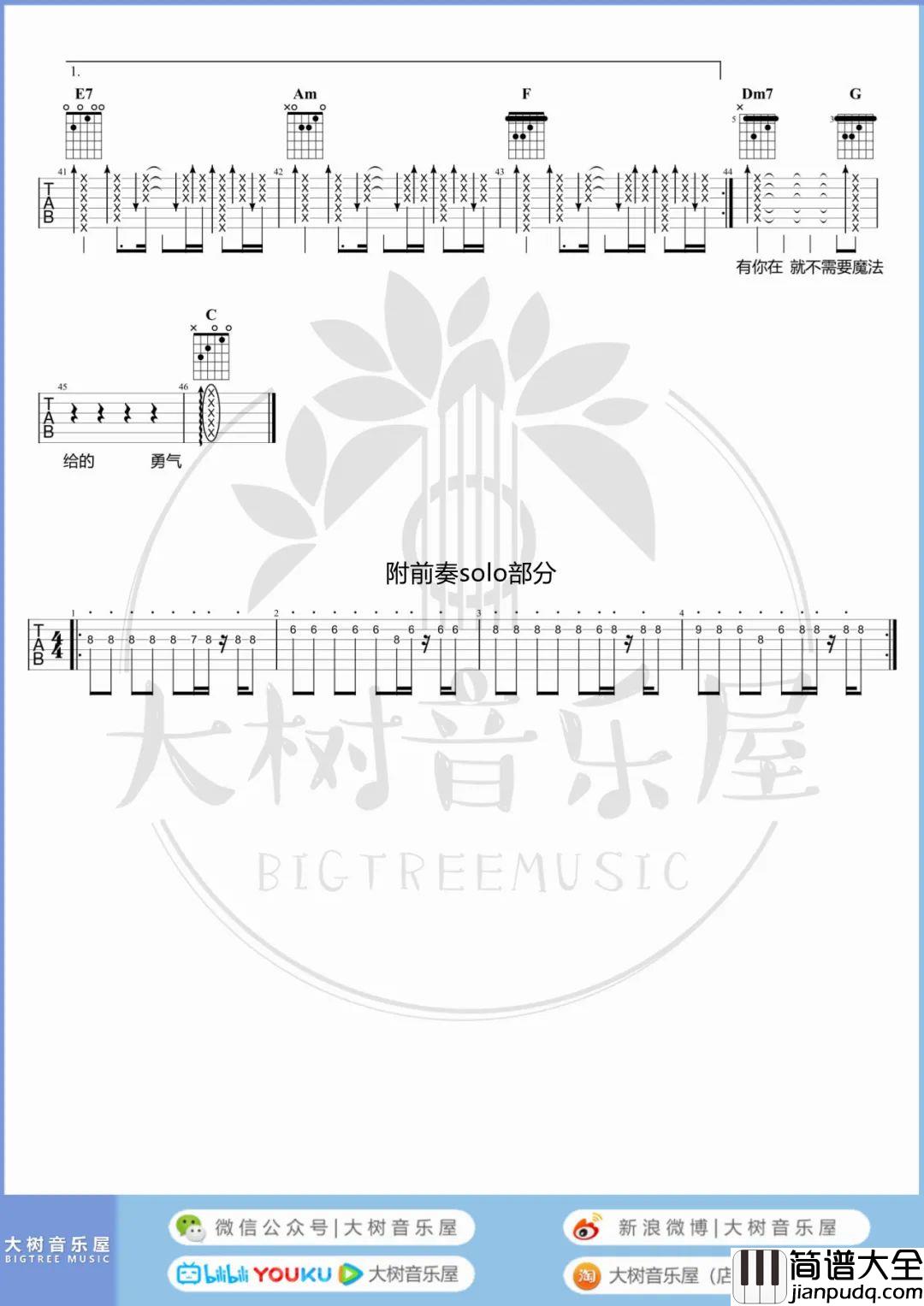 给你一瓶魔法药水吉他谱_告五人_C调六线谱/和弦谱_弹唱教学