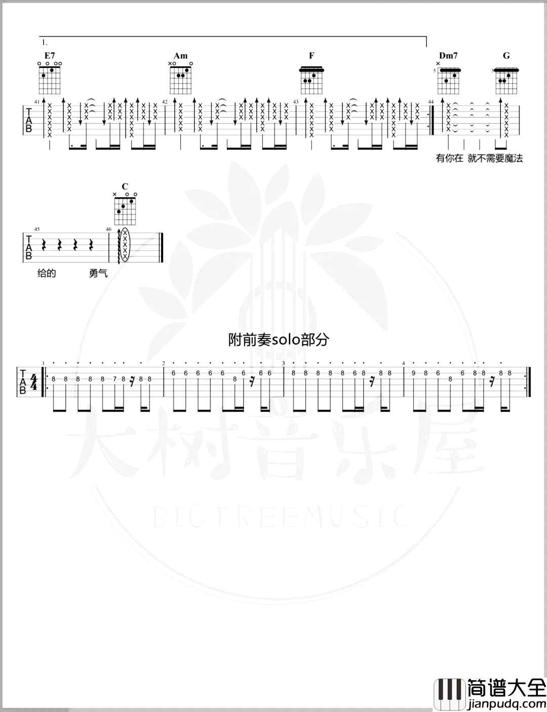给你一瓶魔法药水吉他谱_告五人_C调超还原版_吉他演示教学