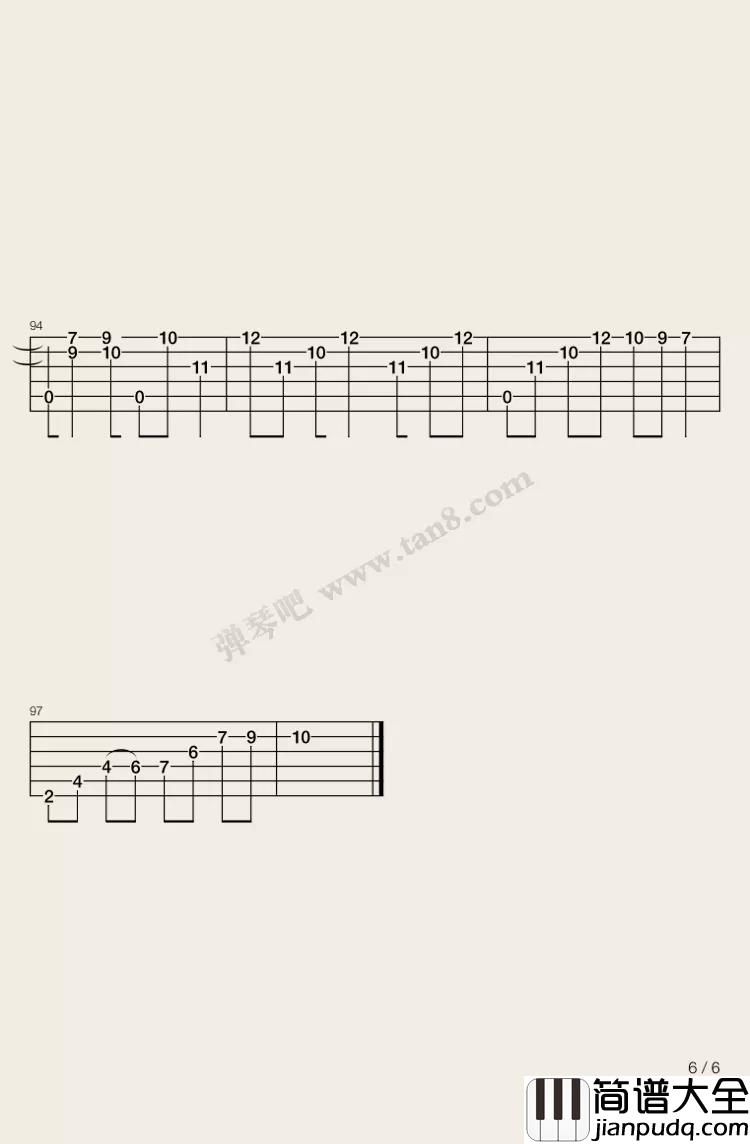 The_truth_that_you_leave指弹谱_G调六线谱_弹琴吧编配_Pianoboy