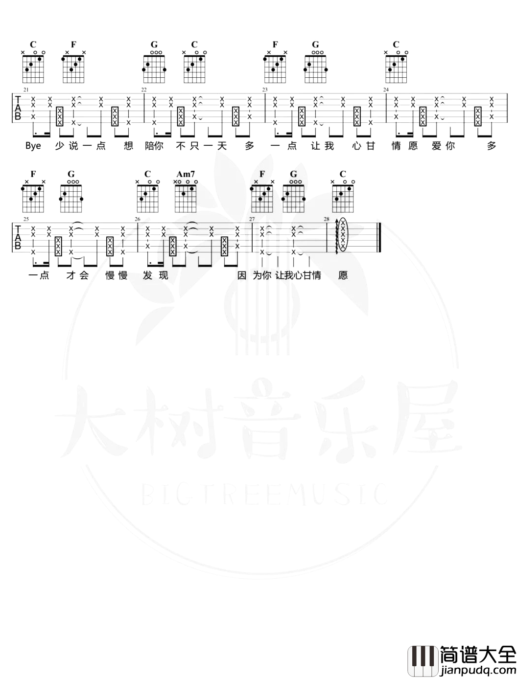 爱你吉他谱_C调原版_王心凌_弹唱演示/教学