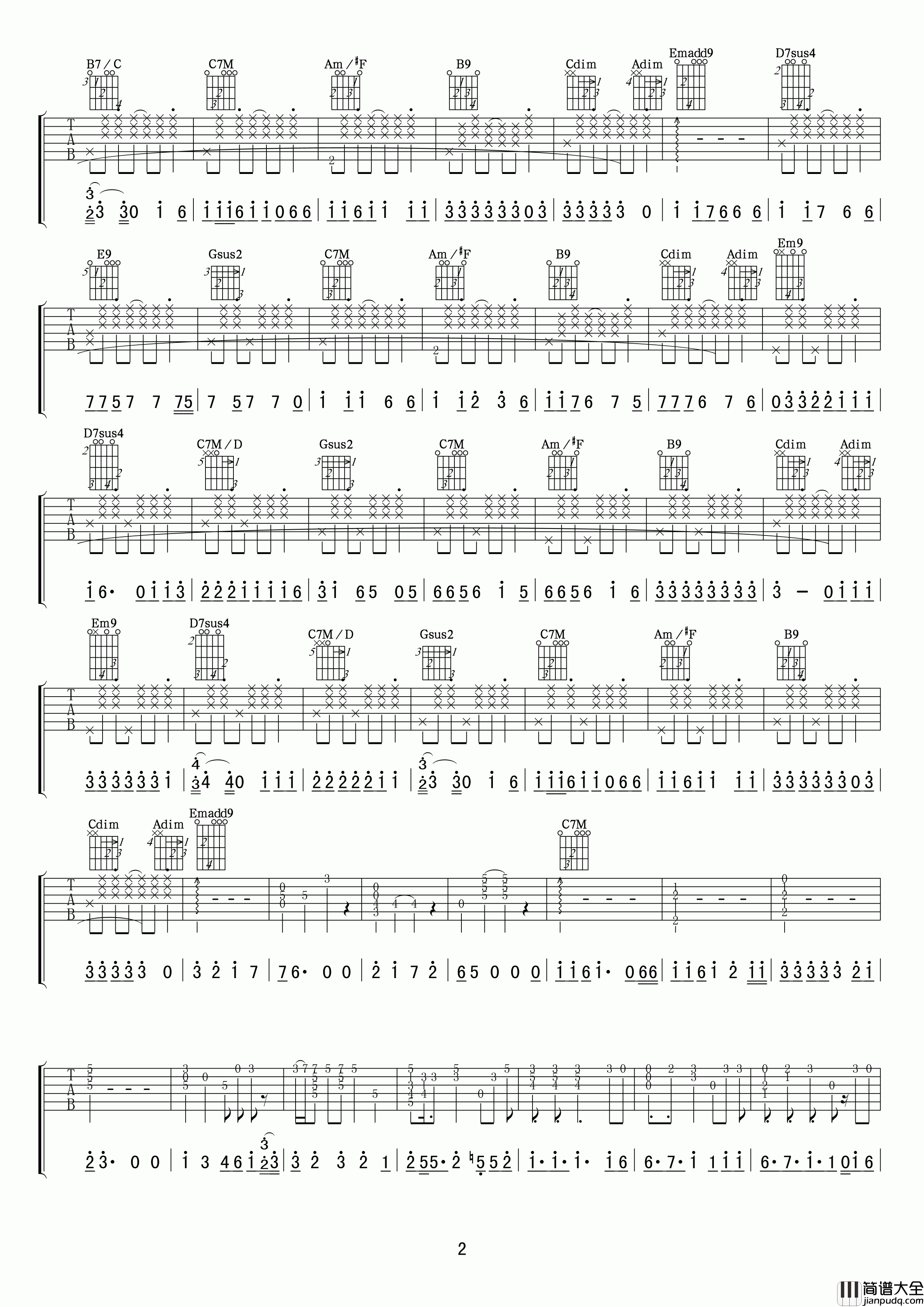Nobody吉他谱_G调精选版_小叶歌吉他编配_Wonder_Girls