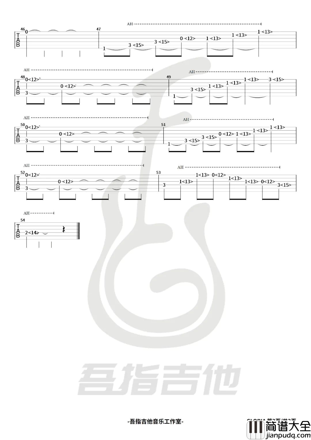 GLORIA指弹谱_邓紫棋_吉他独奏六线谱_附演示教学