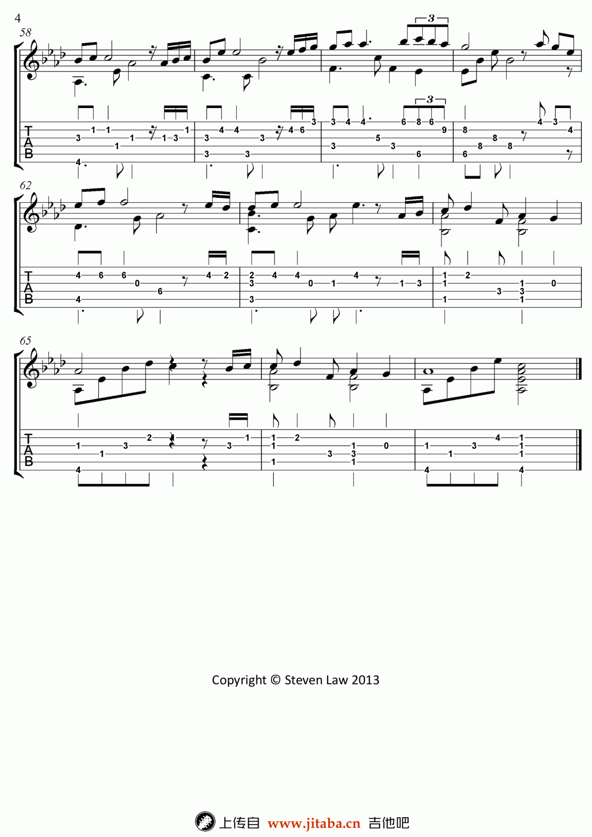 Kiss_The_Rain雨的印记_指弹版吉他谱_Yiruma