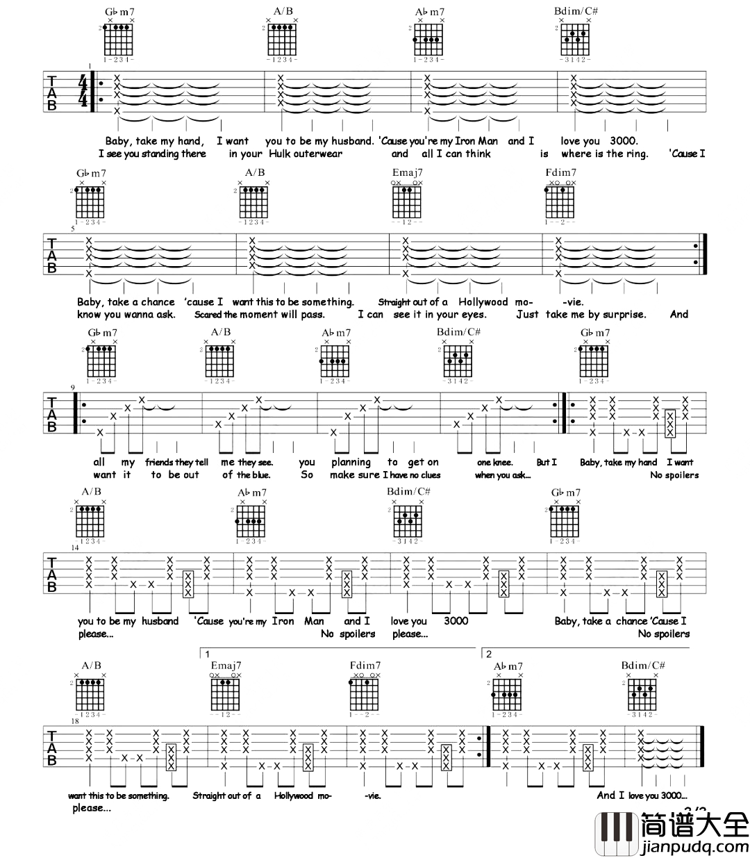 I_Love_You_3000吉他谱_Stephanie_Poetri_吉他演示/教学