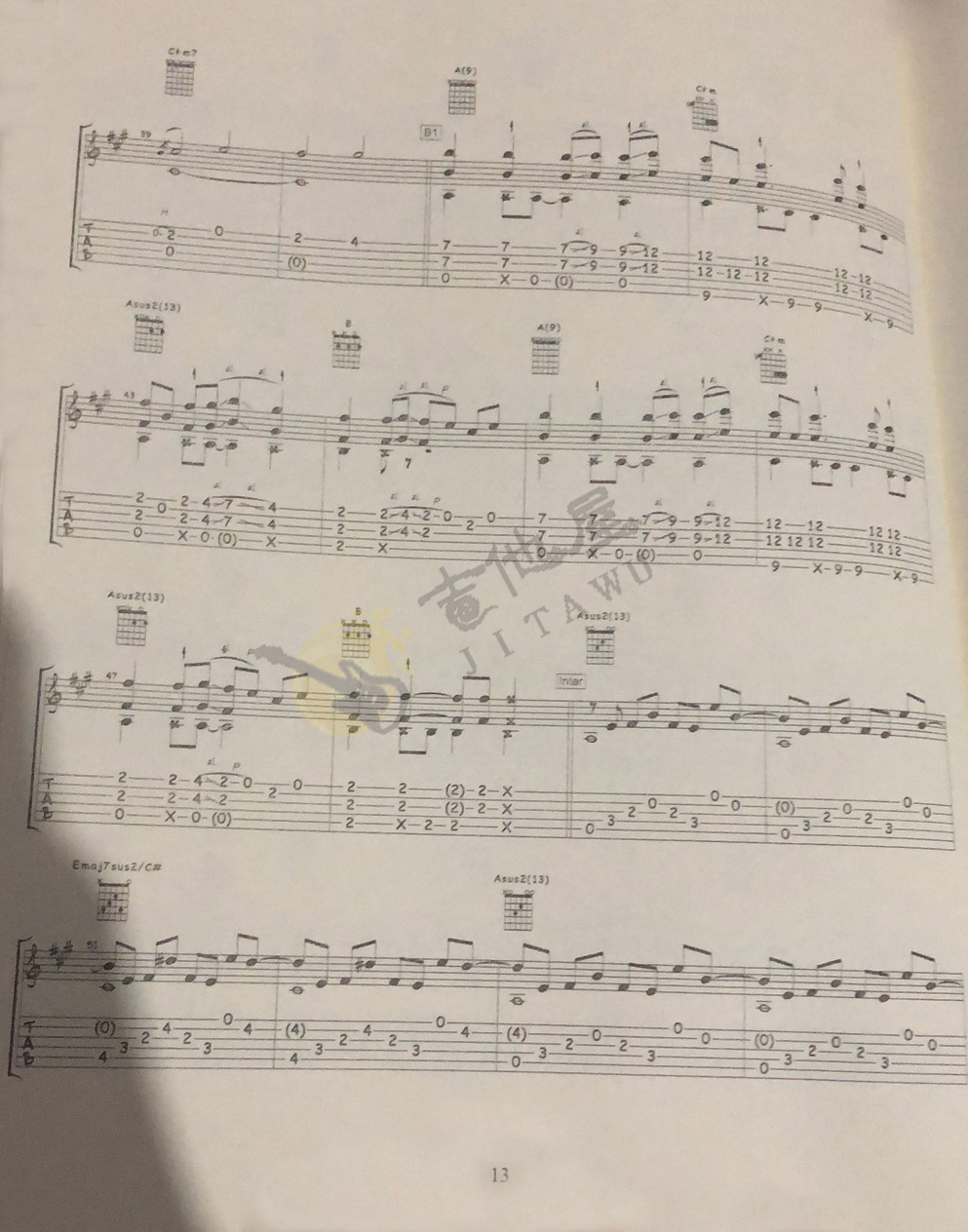 重阳指弹吉他谱_陈亮_专辑原版独奏六线谱_吉他指弹谱