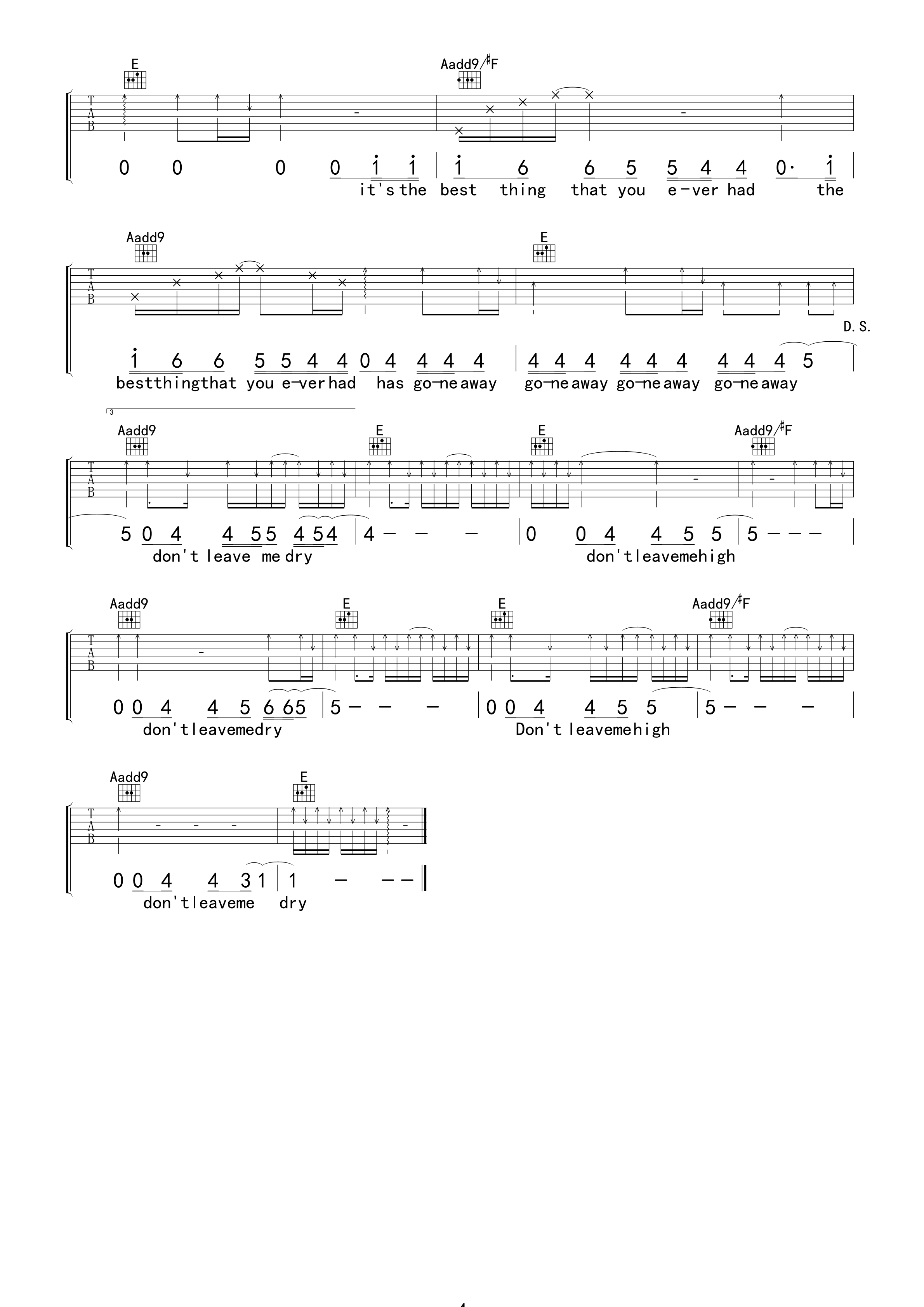 High_and_Dry吉他谱_E调高清版_卢海江编配_Radiohead