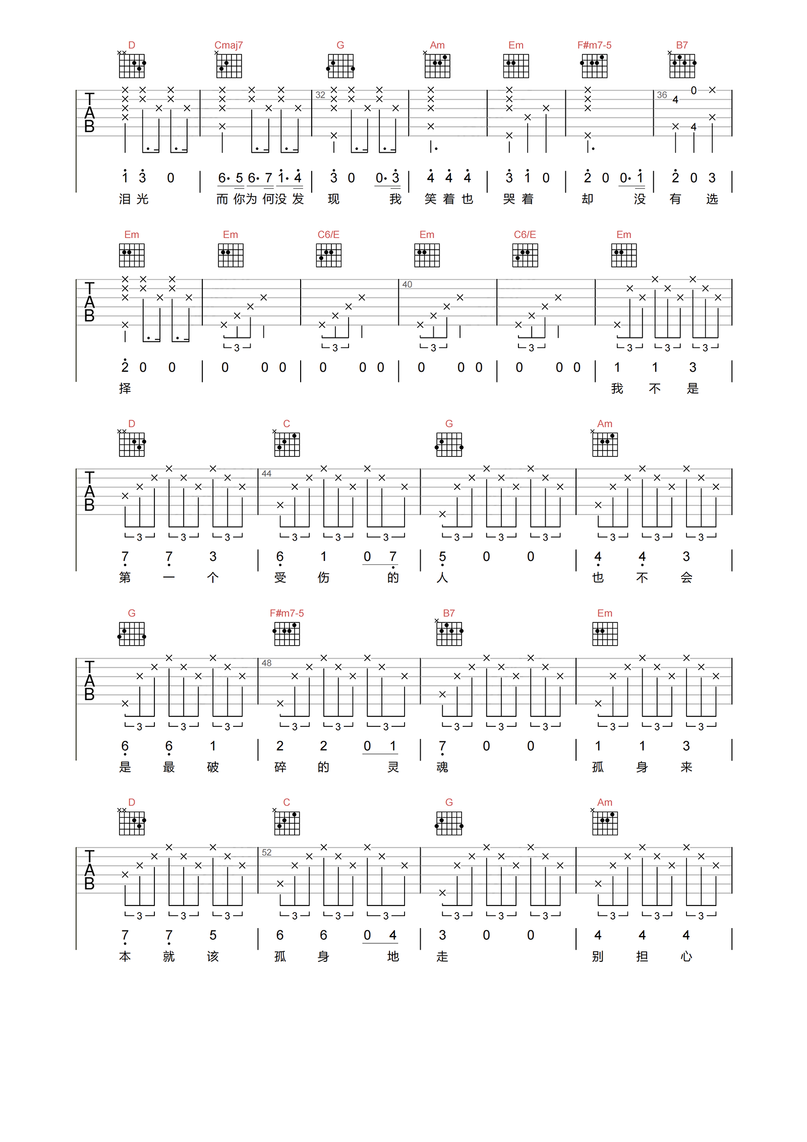 邓紫棋_你不是第一个离开的人_吉他谱_G调吉他弹唱谱