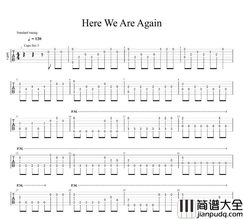 Here_We_Are_Again指弹谱_原调_六线谱_Various_Artists