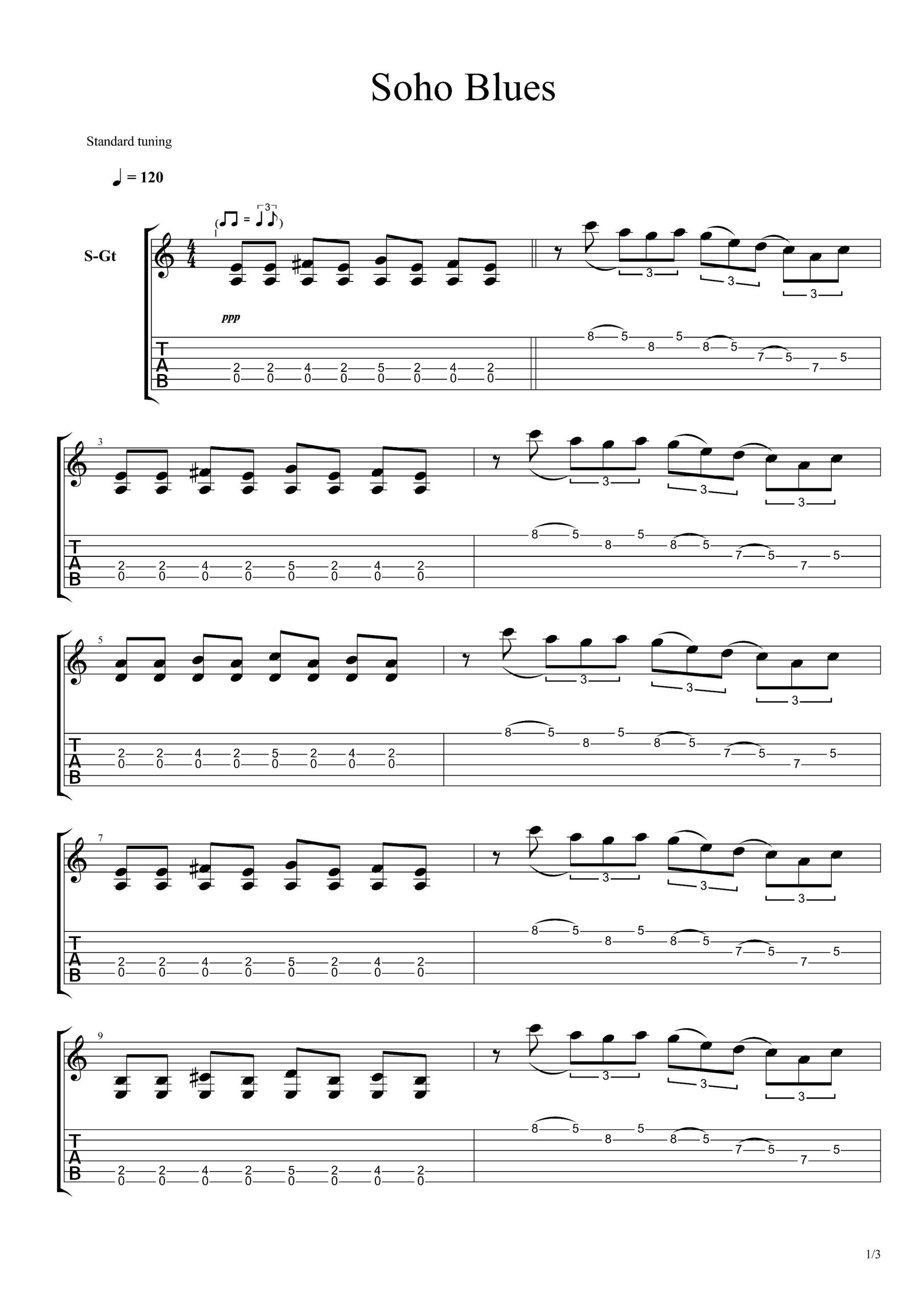 soho_Blues指弹谱_吉他独奏六线谱_附PDF图片谱