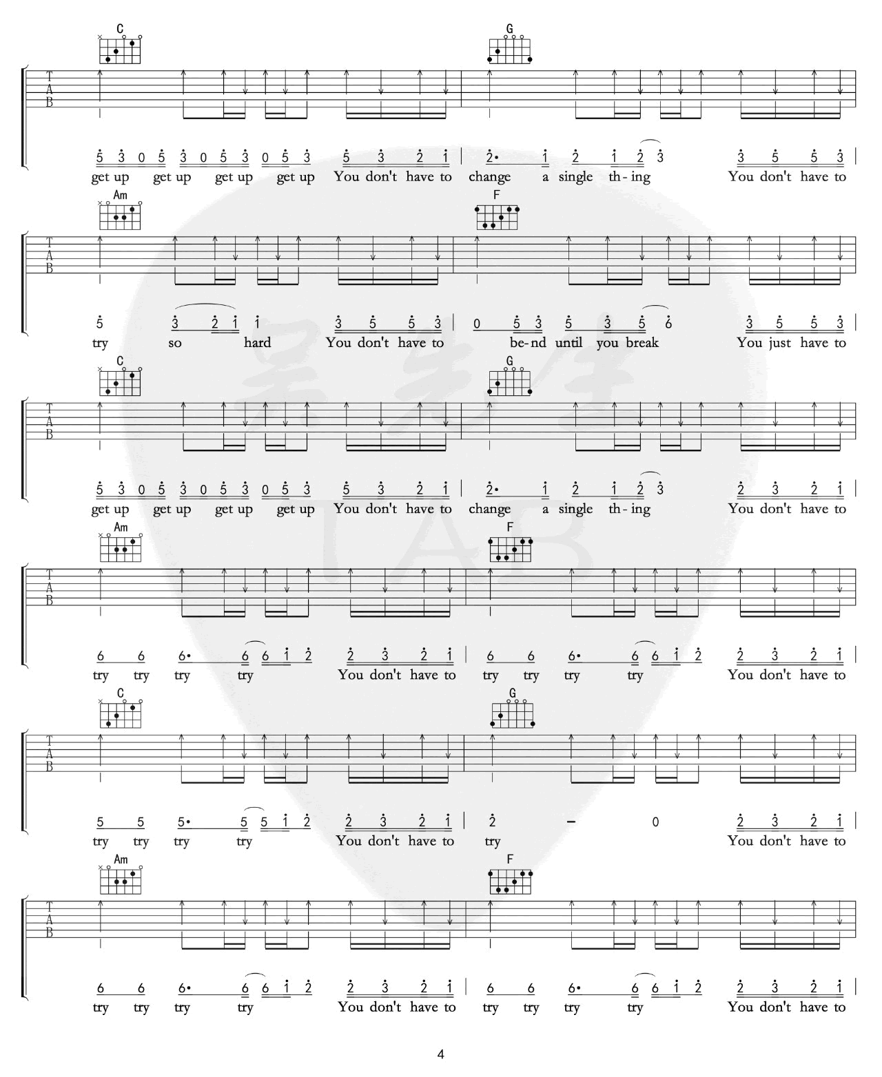 Try吉他谱_C调高清版_吴先生编配_Colbie_Caillat