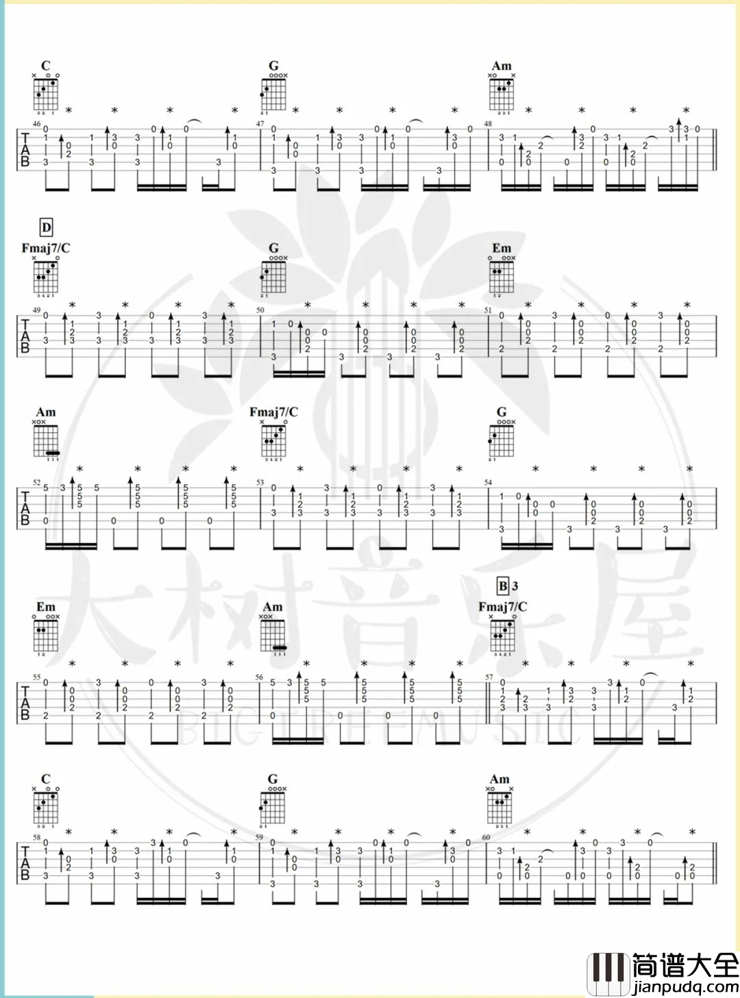 爱人错过指弹谱_告五人_吉他独奏六线谱_附演示视频