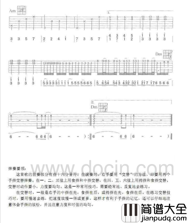 烫心吉他谱_F调附前奏_刘天礼记谱编配_羽泉