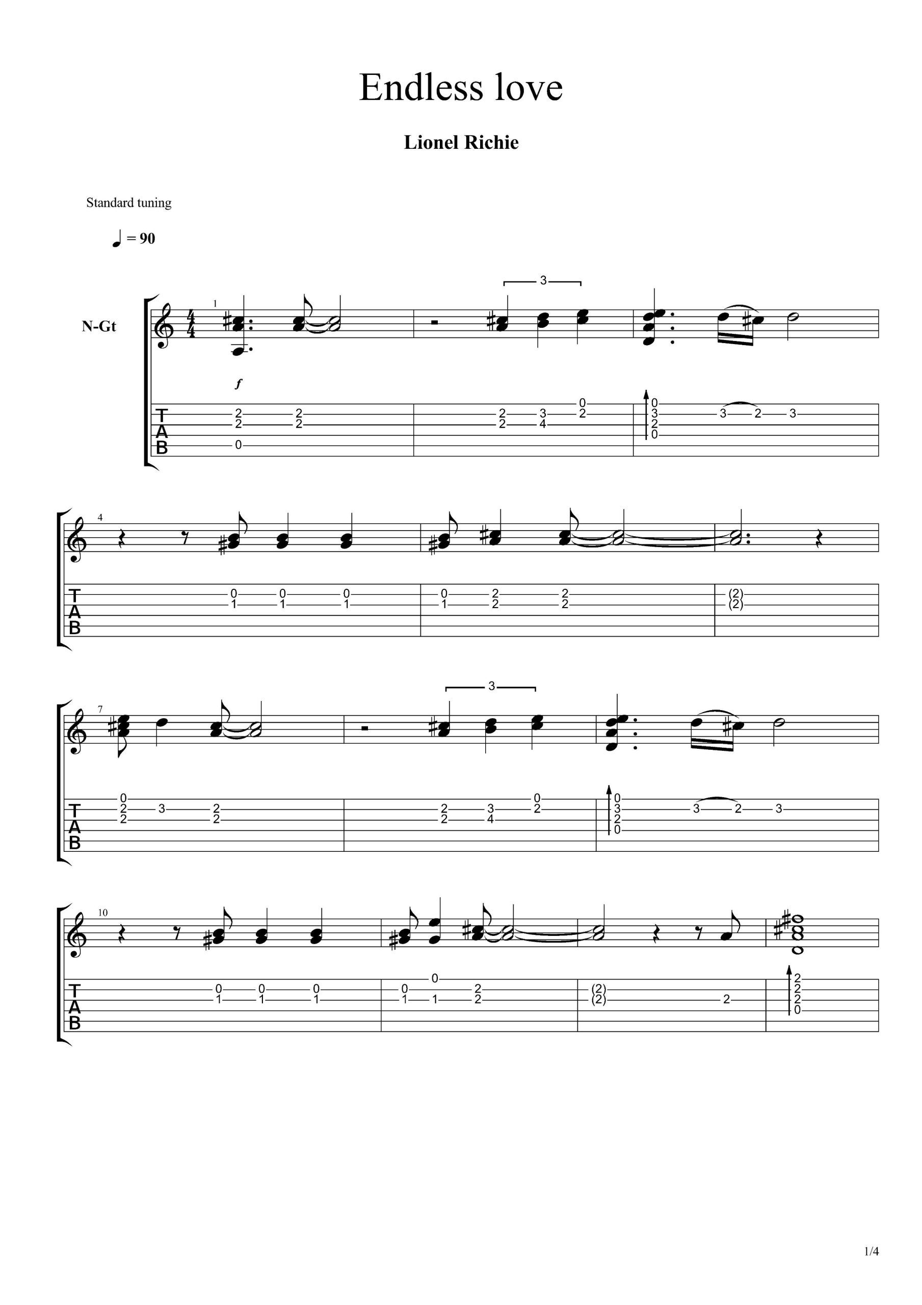 Endless_love指弹谱_吉他独奏六线谱_经典英文合唱情歌
