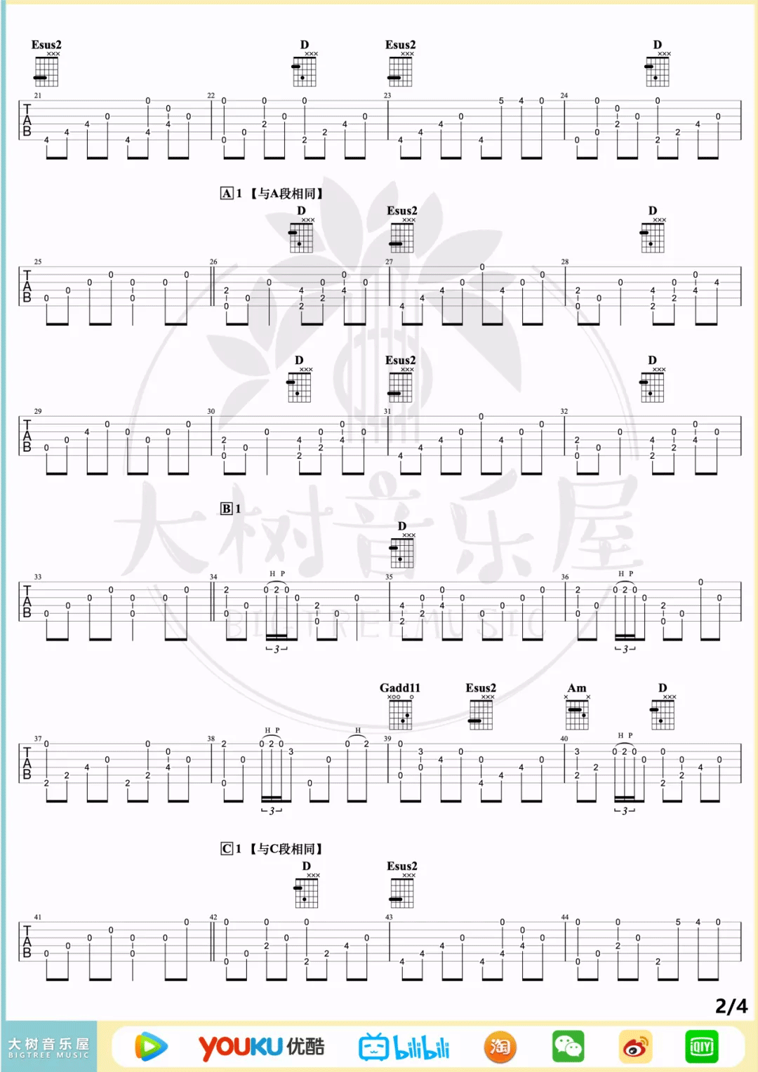 流行的云指弹吉他谱_岸部真明_独奏六线谱_指弹吉他教学