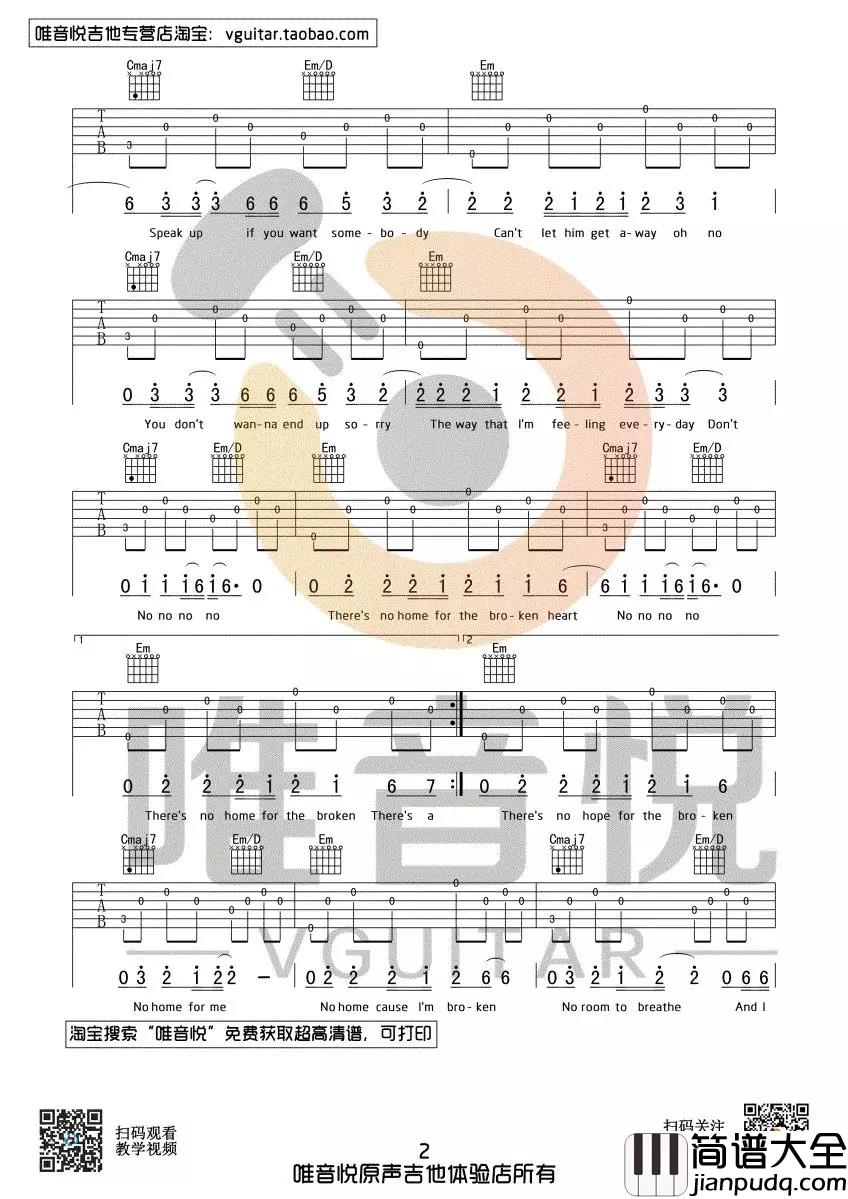 that_girl吉他谱_G调六线谱_唯音悦编配_Olly_Murs
