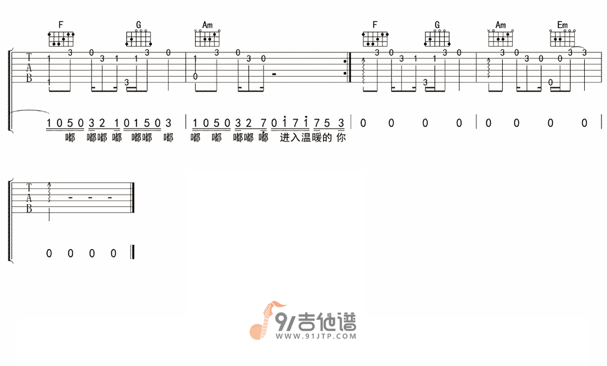 马吟吟_溯_吉他谱_C调指法原版编配_民谣吉他弹唱六线谱