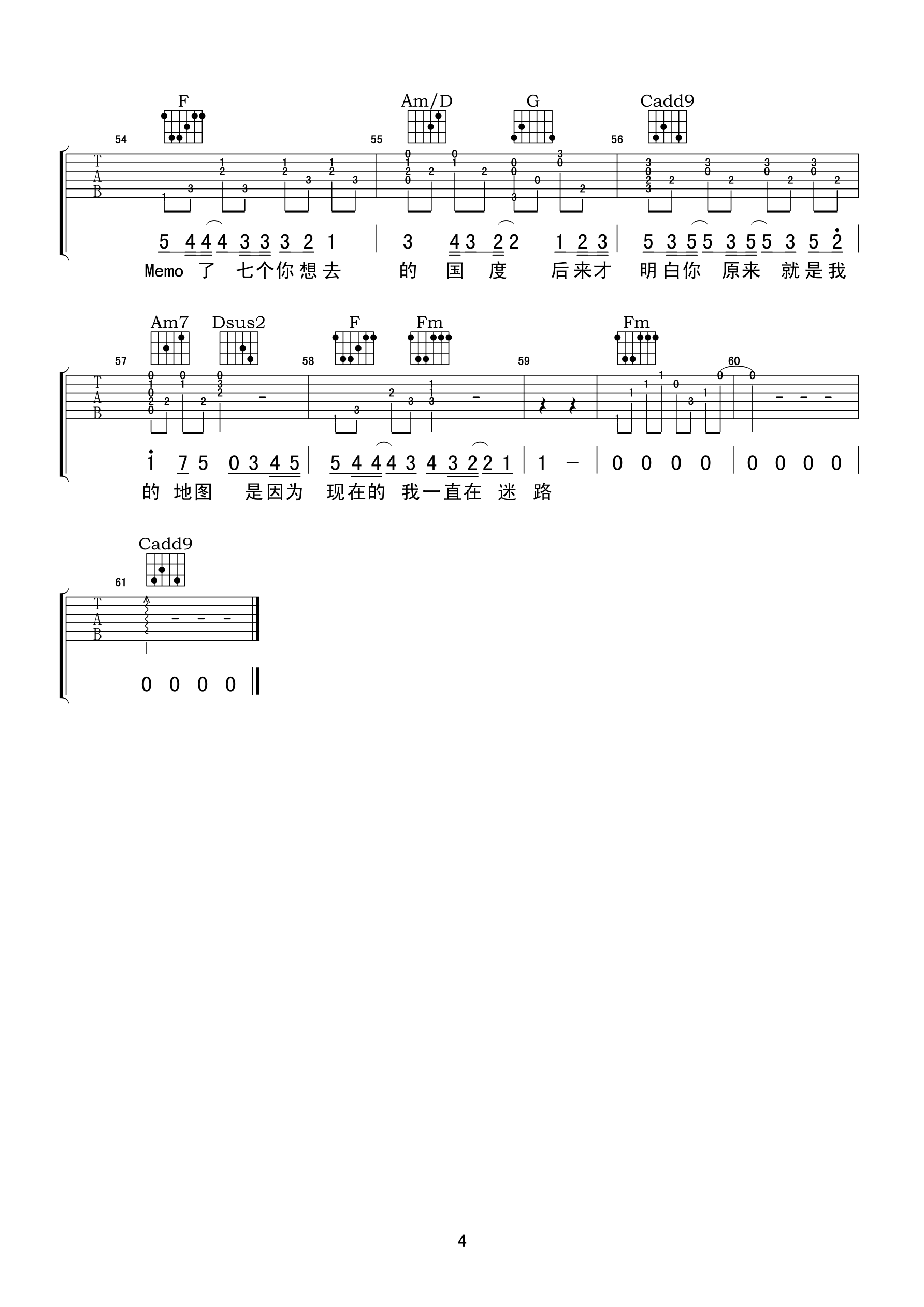 黄淑惠_地图_吉他谱_Guitar_Music_Score